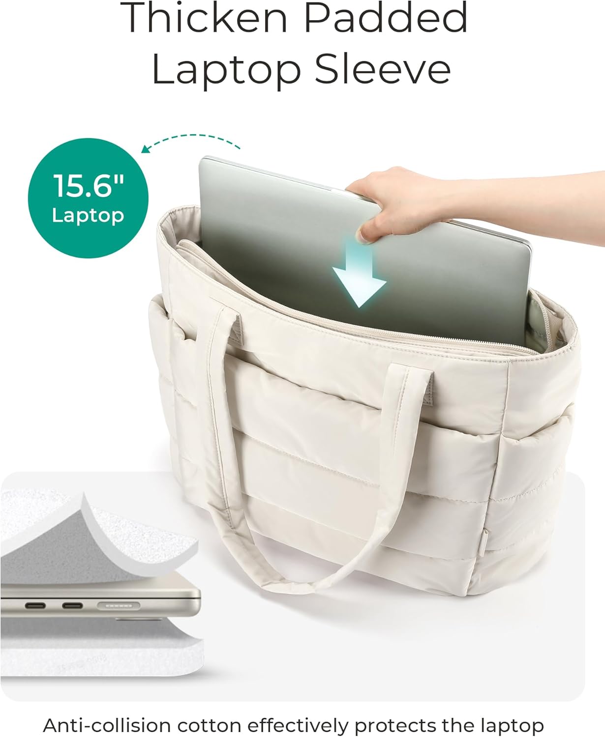BAGSMART Tote Bag for Women - Lightweight Puffy Shoulder Bag with Compartments for Travel & Gym | Versatile Design