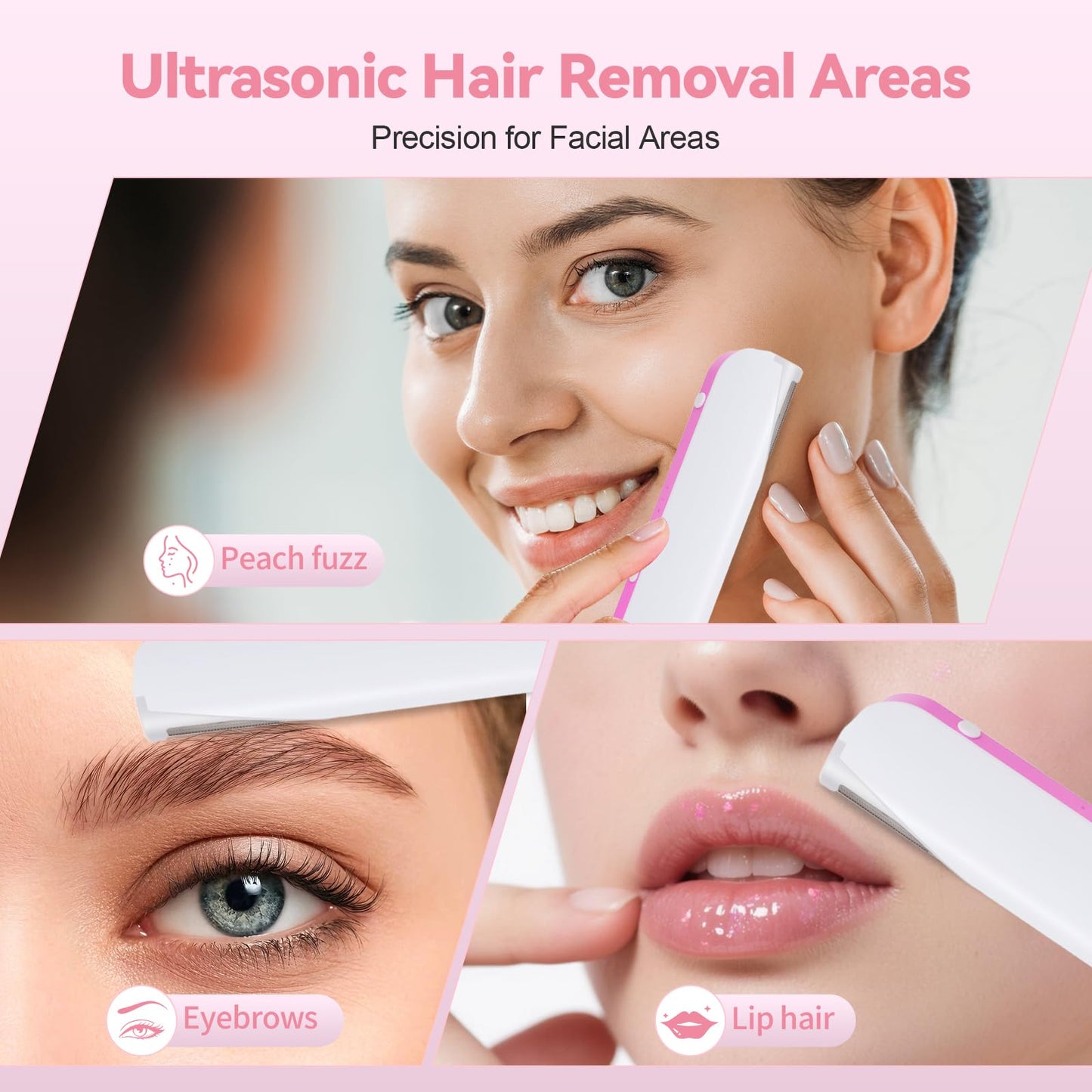 Gulove Sonic Dermaplaning Facial Hair Remover for Women, Gentle Peach Fuzz Removal Tool, Precision Control, Safe for Sensitive Skin, Portable & Rechargeable At-Home Skincare (Cameo Pink)
