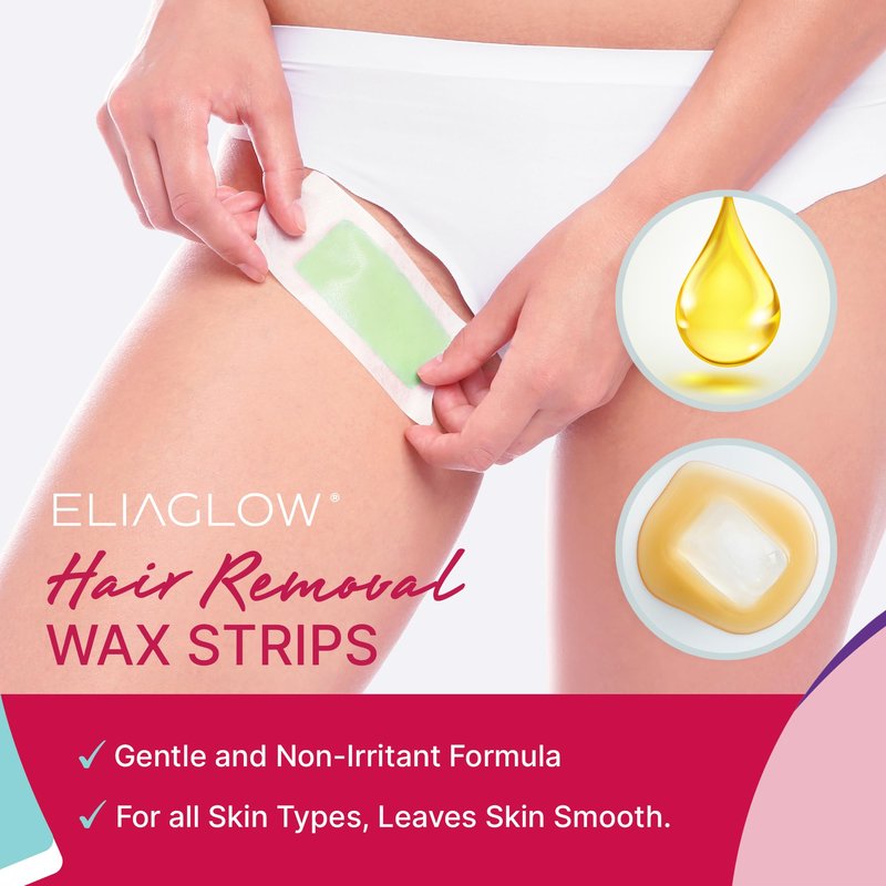60 PCS Wax Strips for Hair Removal: 40 Body & 20 Facial Hair Removal for Women - Waxing Kit for Women, Face, Eyebrow, Arms, Legs, Chest, Back, Bikini/Brazilian Waxing Strips & 4 Calming Oil Wipes