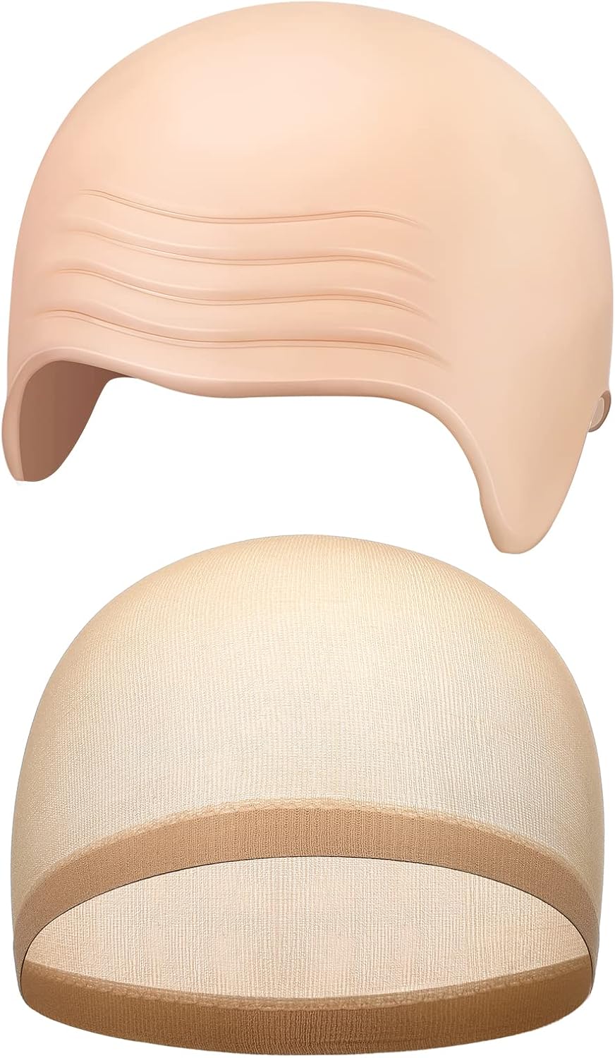 Latex Bald Cap Set - 2 Pieces with Nylon Wig Caps for Halloween Cosplay | Adult Size