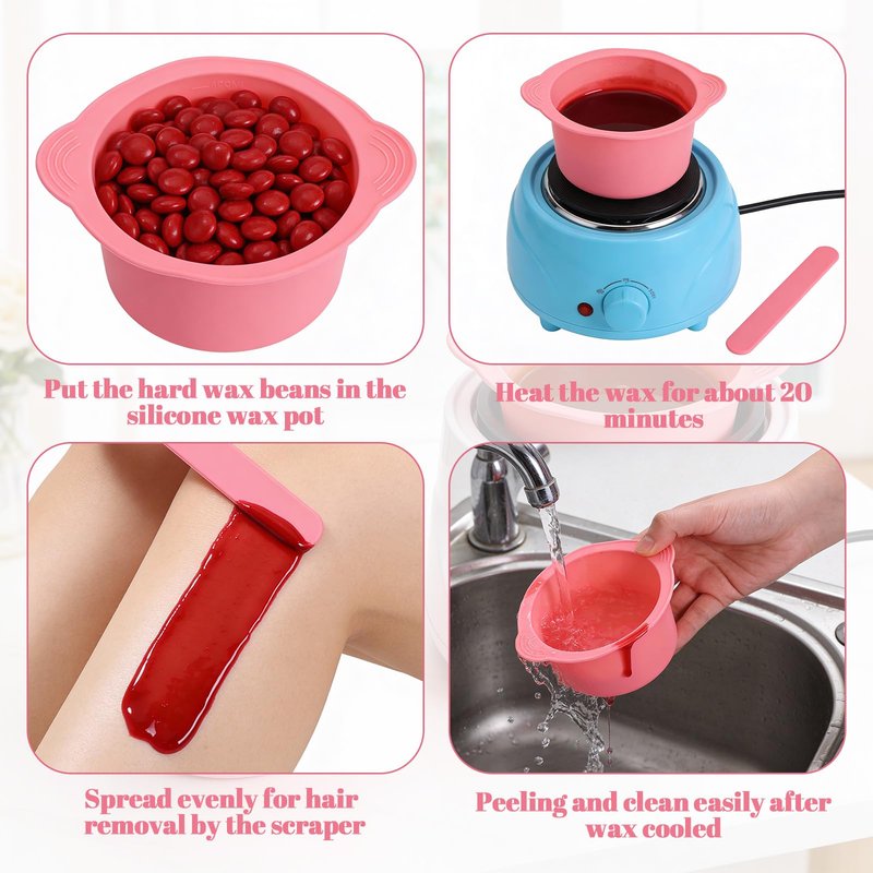 Classicseali 2PCS Wax Silicone Bowl,Wax Warmer Silicone Liner with 2 Silicones Waxes Sticks,Silicones Waxe Pot Liners,for Preparing Powders,Making DIY Face Masks,Mixing Pigments,and Hair Dyes