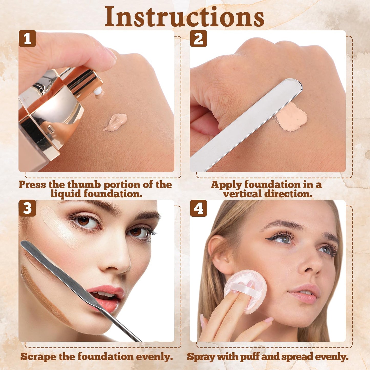 3 pcs Foundation Spatula Makeup Spatula Stainless Steel Professional Makeup Spatulas for Even Application of Foundation Tiny Facial Beauty Palette Mixer Face Cream Applicator Cosmetic Mixing Tool