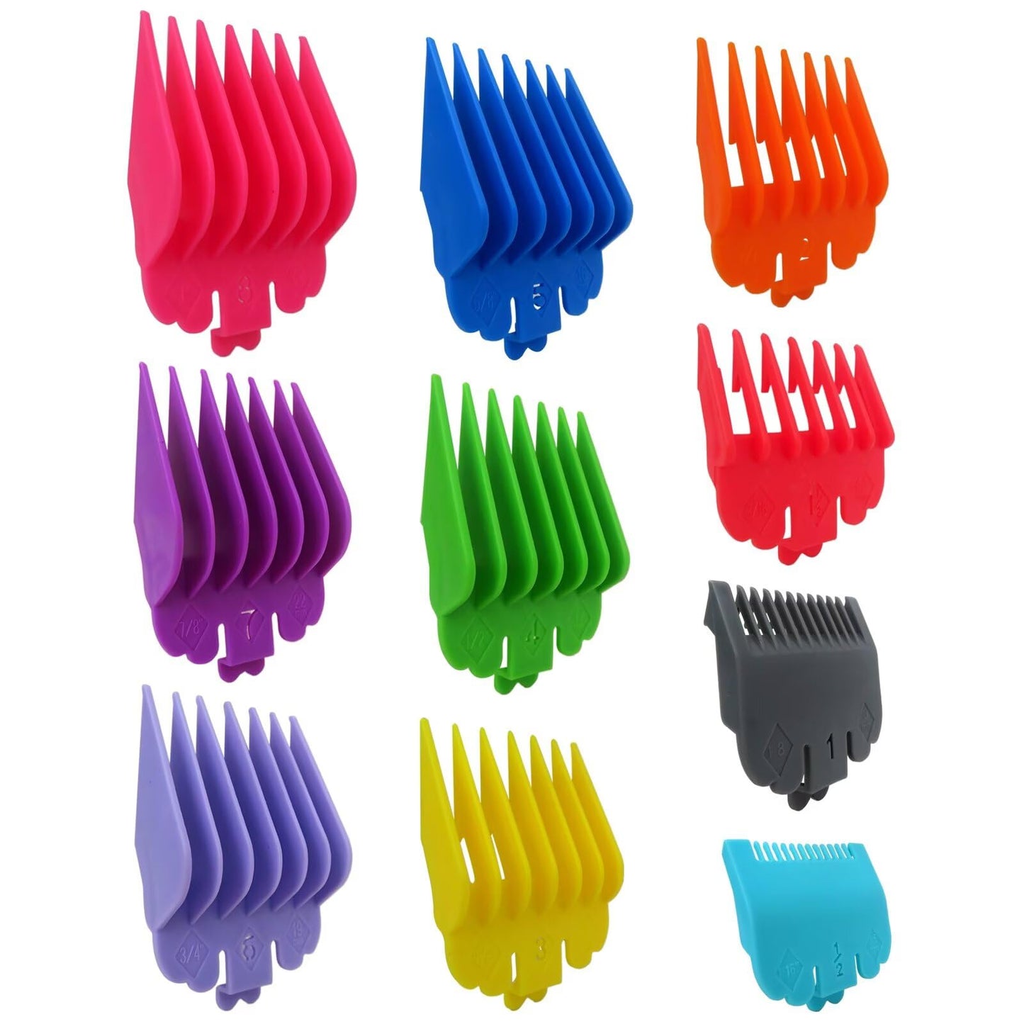 WELURE 10Pcs Hair Clipper Guards Cutting Combs for TPOB Slime2 - Multiple Colors
