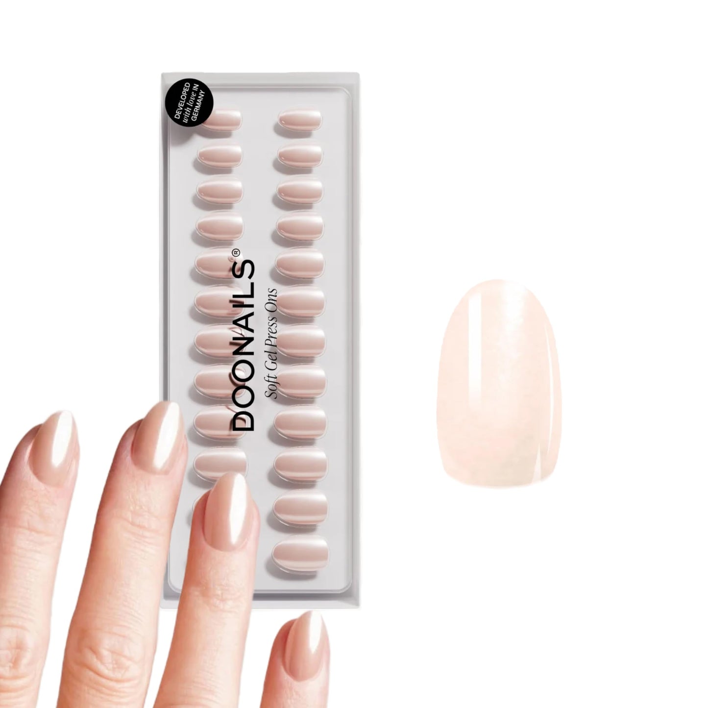 DOONAILS Soft Gel Press On Nails - 30 Pcs Kit with Stickers in 15 Sizes – Nude, Short Round – Reusable Glue On Fake Nails, Handmade & Salon-Quality Finish, Vegan & Cruelty-Free, Uñas Postizas