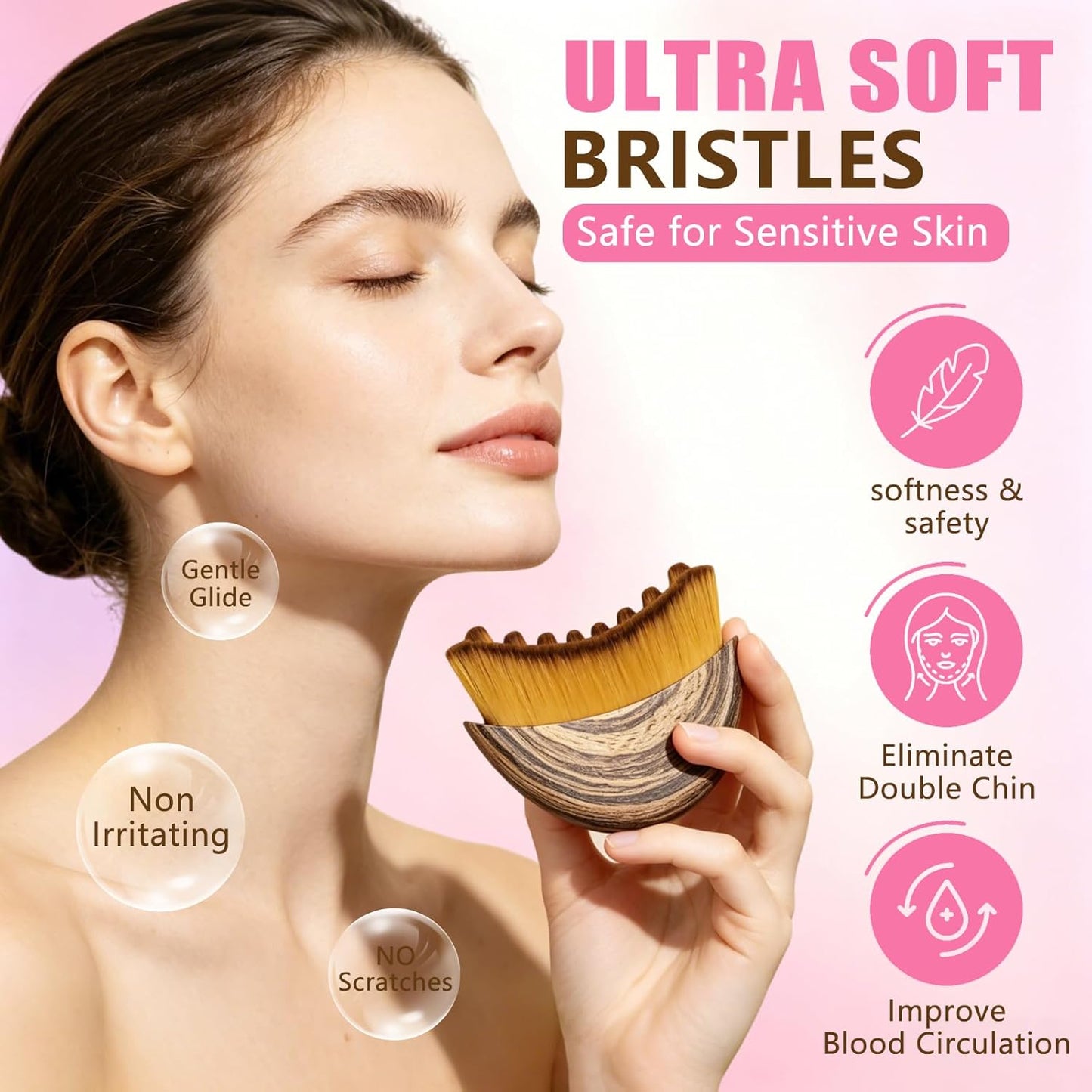 Lymphatic Drainage Gua Sha Face Brush Set - Sculpt & Lift | 2PCS Super Soft Massager for Puffiness Reduction