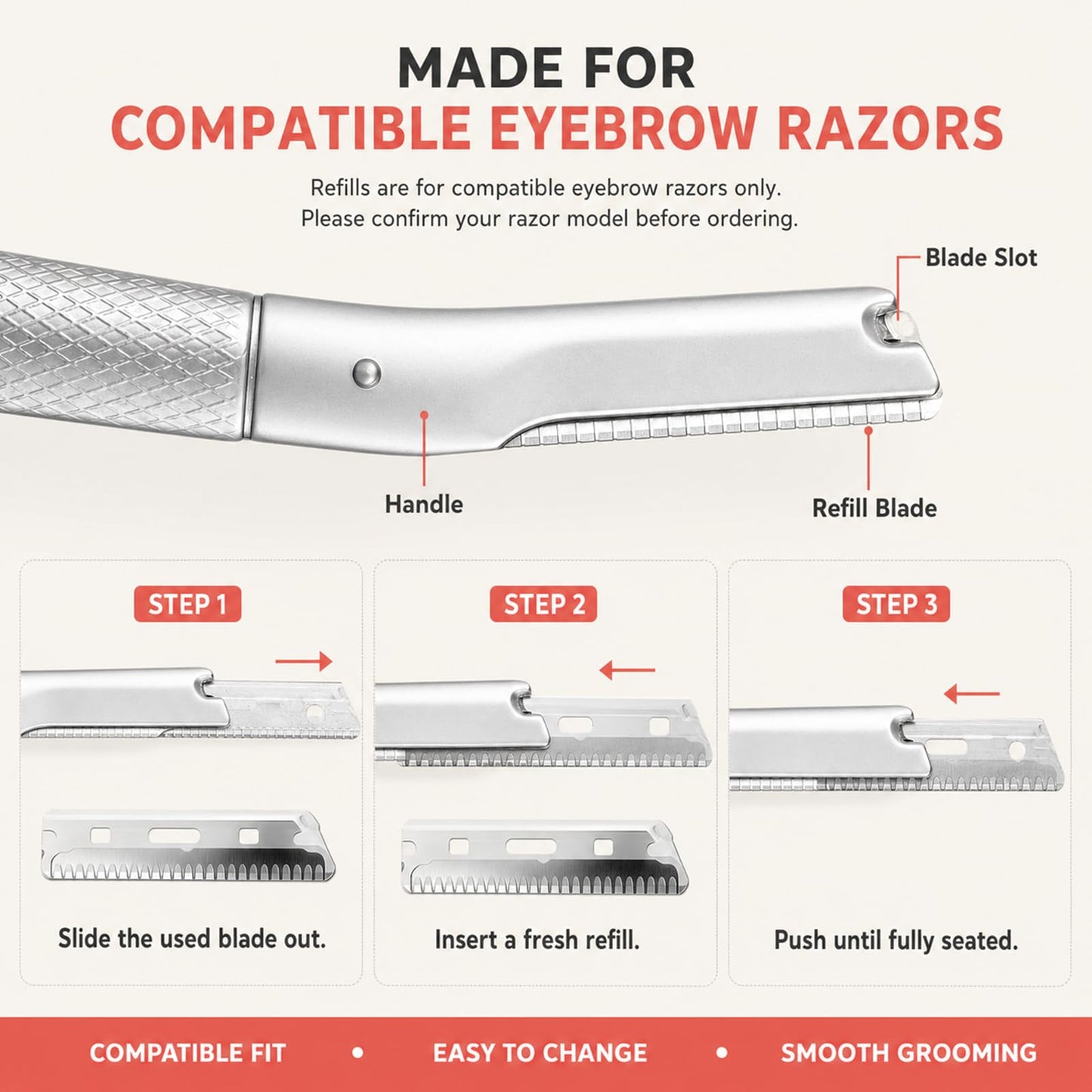 10Pack Compatible with Zomchi Razor Blades,Replacement Blade Refills Compatible with ZOMCHI Eyebrow Razor.