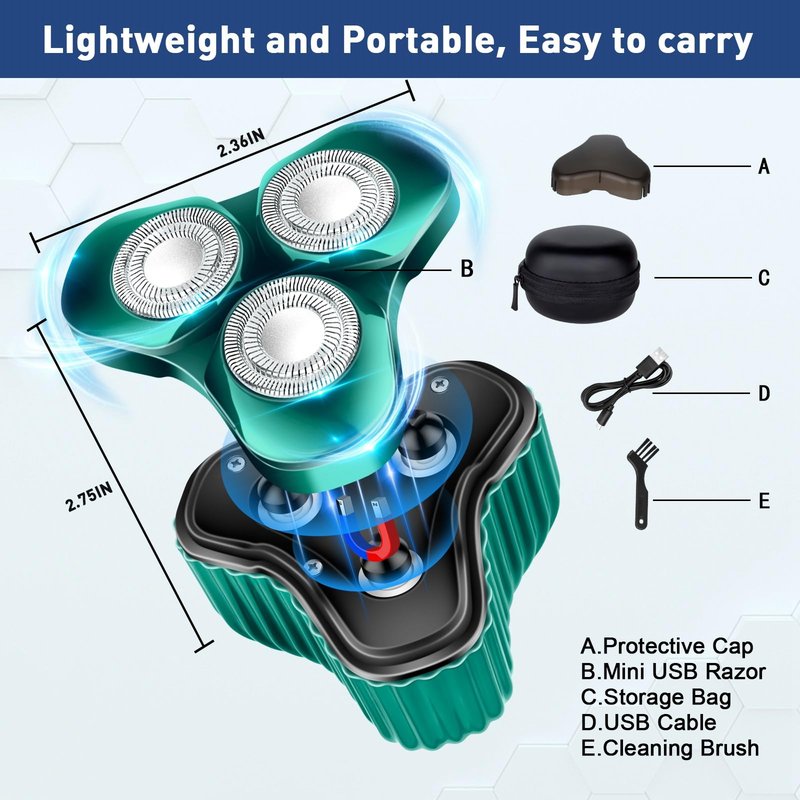 Mini Electric Razor for Men, Upgrade Mini Shaver, Pocket Size Portable Electric Shaver, USB Rechargeable, Waterproof, Easy to Use One-Button, Suitable for Home, Car, Travel, Gift for Men