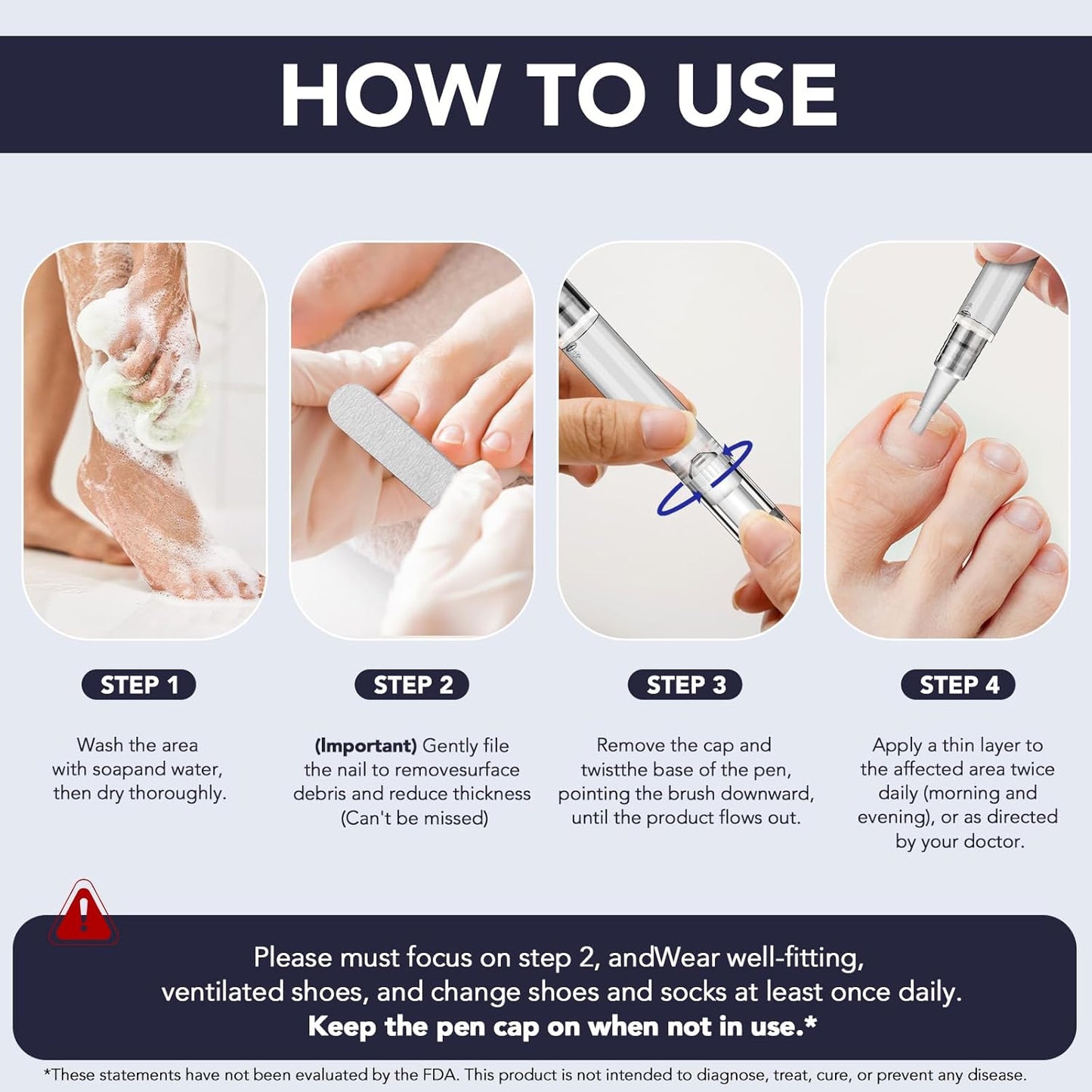 Toenail Fungus Treatment Pen - Extra Strength 25% Undecylenic Acid & Tea Tree Oil | 5-Pack Nail Repair Solution for Discolored Nails