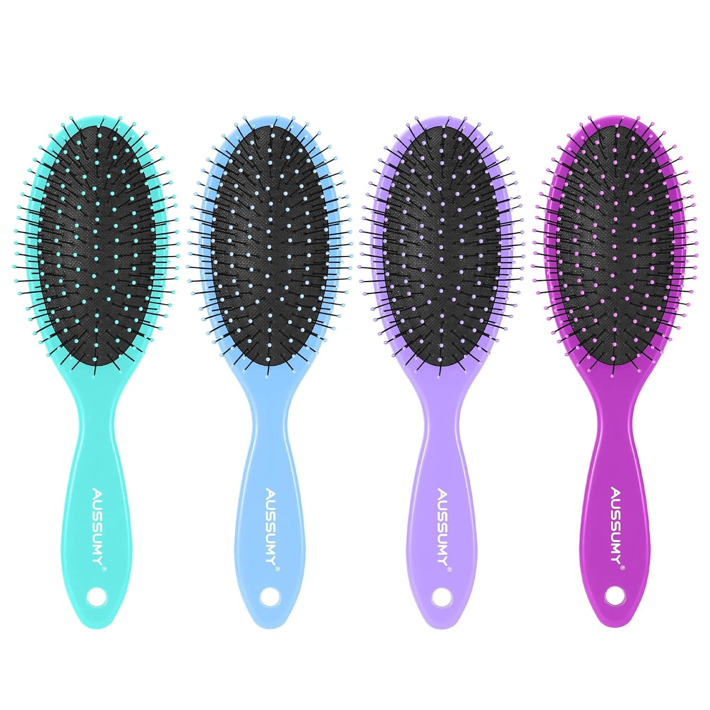 Air Cushion Detangling Hair Brush - 2 Pack Ultra Soft Bristle Detanglers for Curly Hair | Black & Green