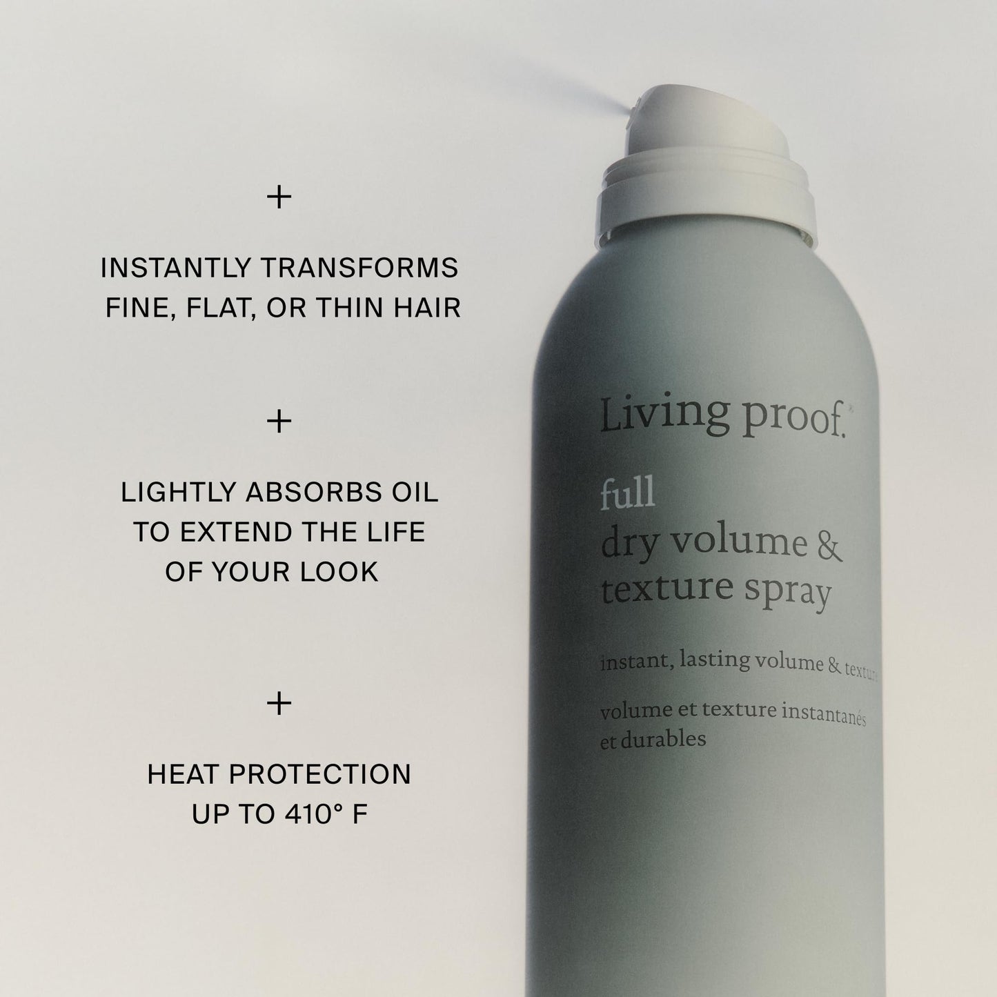 Living proof Full Dry Volume & Texture Spray – Instant Volume, Texture, Oil Absorption, Heat Protection, Lightweight Hold for Fine or Flat Hair, 7.5 oz