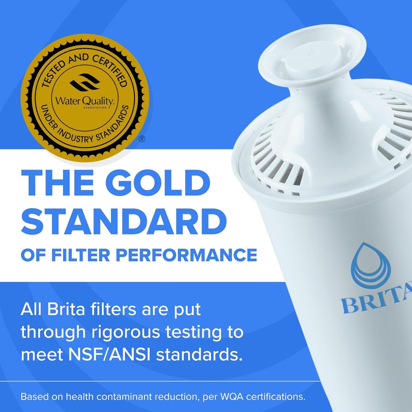 Brita Large 10-Cup Water Filter Pitcher - Reduces Chlorine Taste & Odor | Black