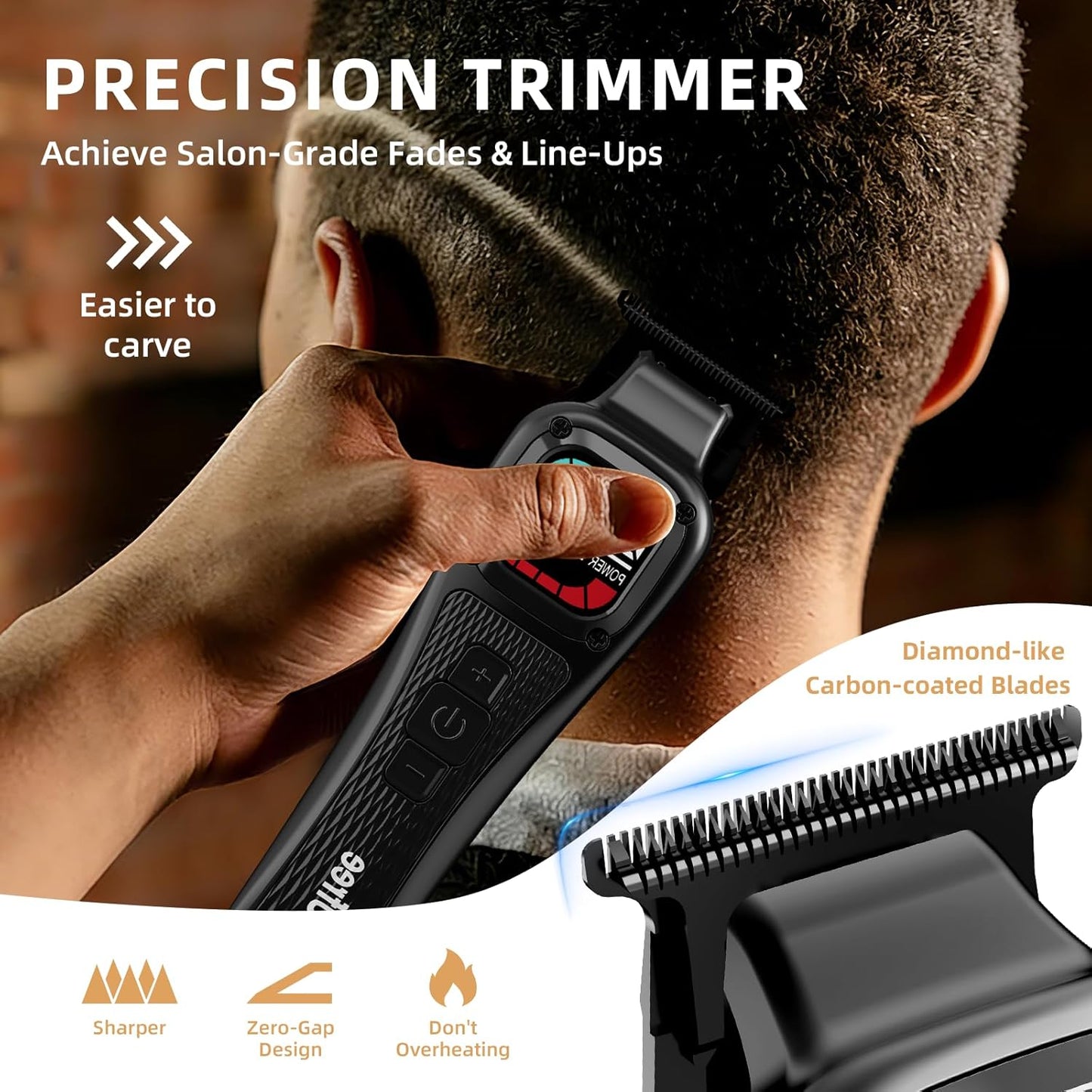 Professional Hair Clippers for Men - Cordless Barber Trimmer Set with DLC Blades | Precision Cutting Kit