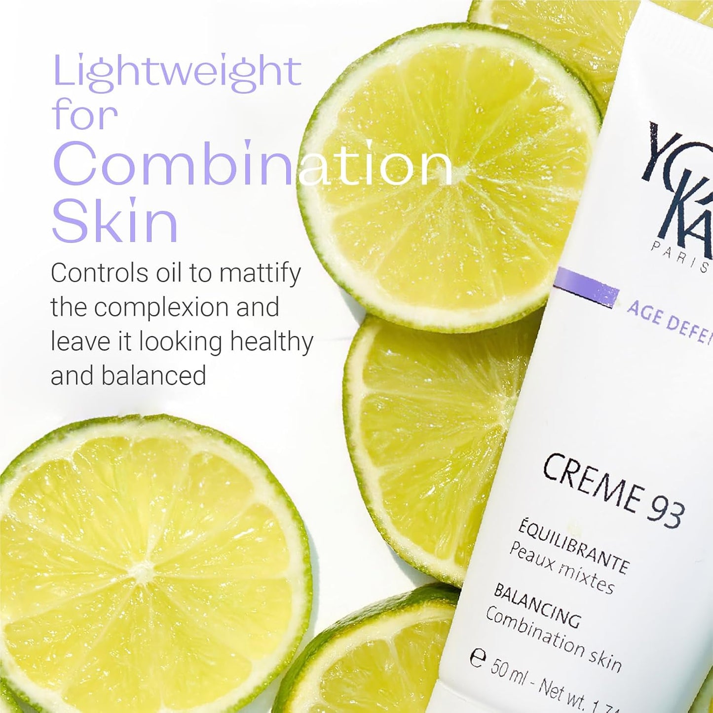 Yon-Ka Creme 93 Mattifying Moisturizer - Balancing Facial Cream for Oily Skin | Vitamins A, C & E | 1.74 oz