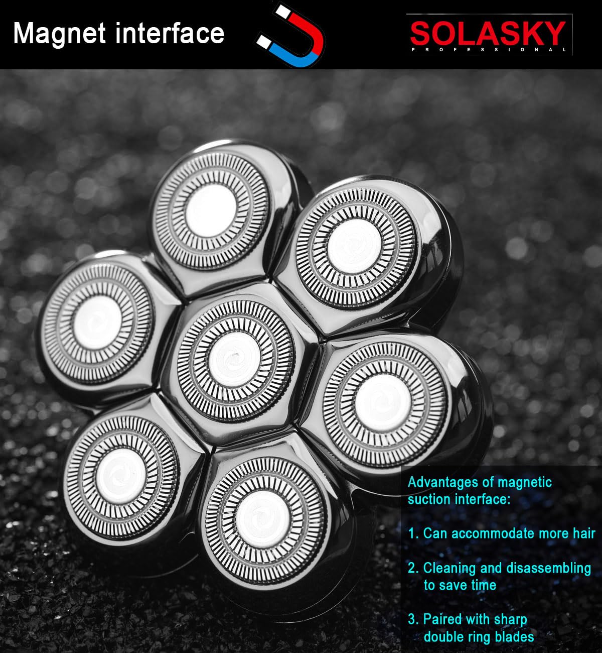 SOLASKY Universal Magnetic 7 Blades Compatible with Freedom Bird Shaver. Head Shaver Replacement Heads