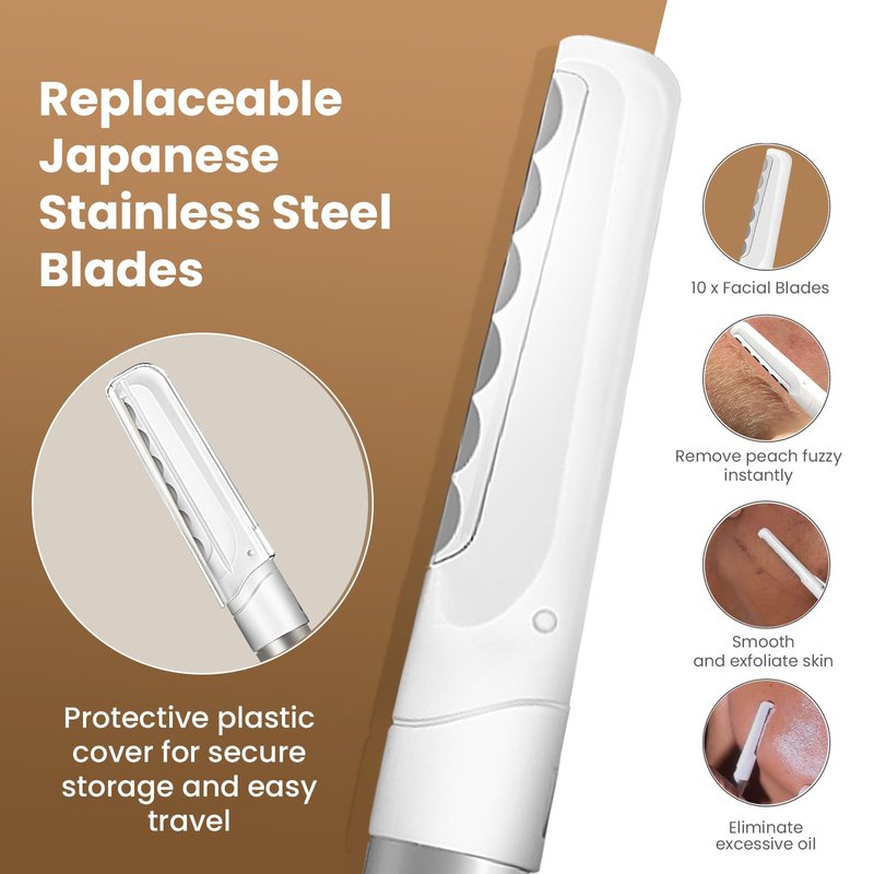 COSYLIFE Dermaplaning Tool for Face, 20 Blade Refills, Dermaplane Razor for Face, Hair Remover Blade for Eyebrows and Peach Fuzz, Facial Shaver for Women That Helps Exfoliate and Smooth the Skin