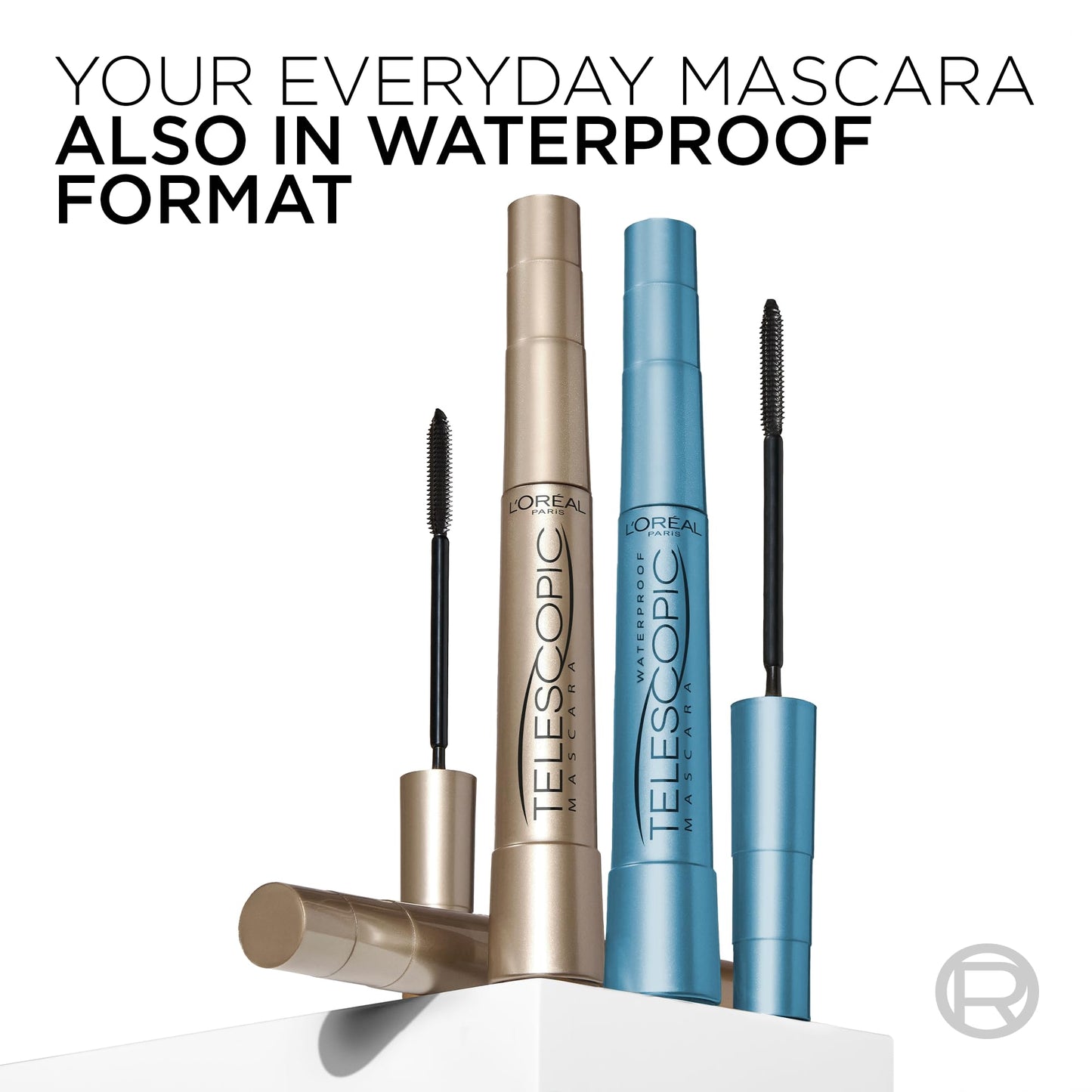 L’Oreal Paris Makeup Original Telescopic Mascara, Separating Mascara Volume and Length Formula, Washable, Black Brown, 0.27 Fl Oz., 1 Count