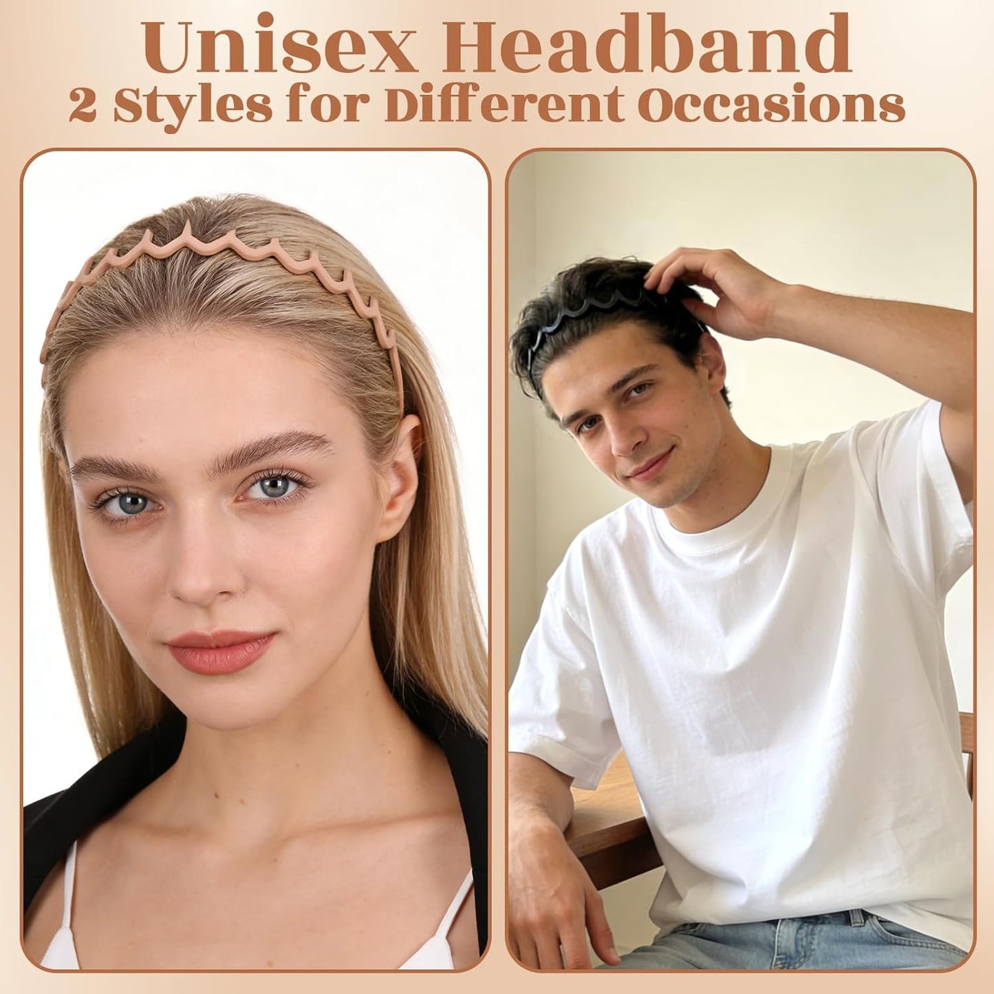 8-Piece Zig Zag Headbands - Trendy Non-Slip Wavy Hair Bands for Daily Styling | 90s Style, Unisex
