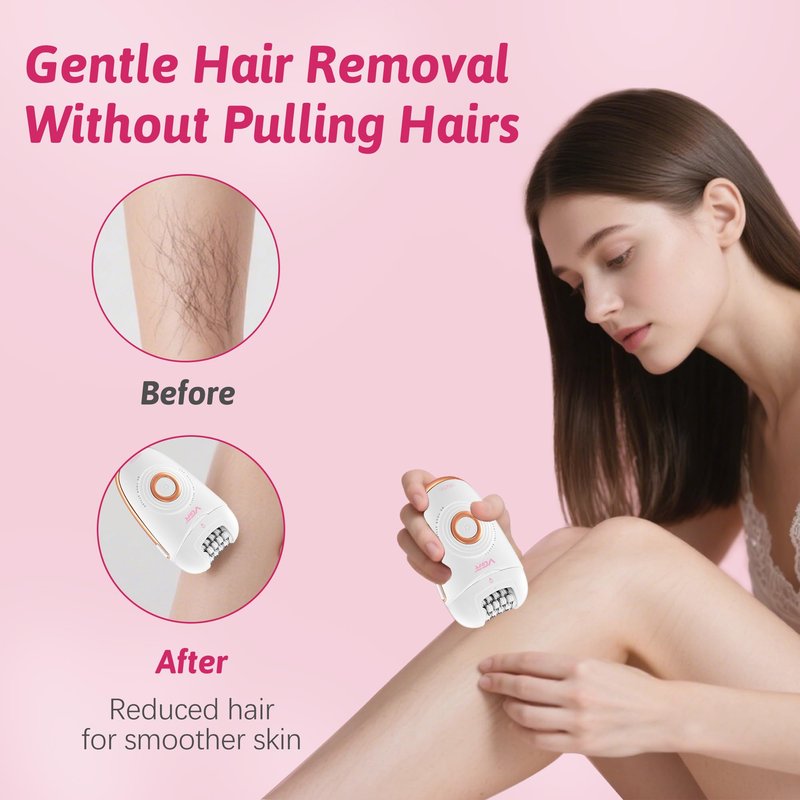 VGR 739 Epilator for Women 3 in 1 Cordless Hair Removal Device USB Rechargeable Electric Epilator with LED Light 2 Speeds Waterproof Shaver and Epilator for Legs Arms Underarms Bikini