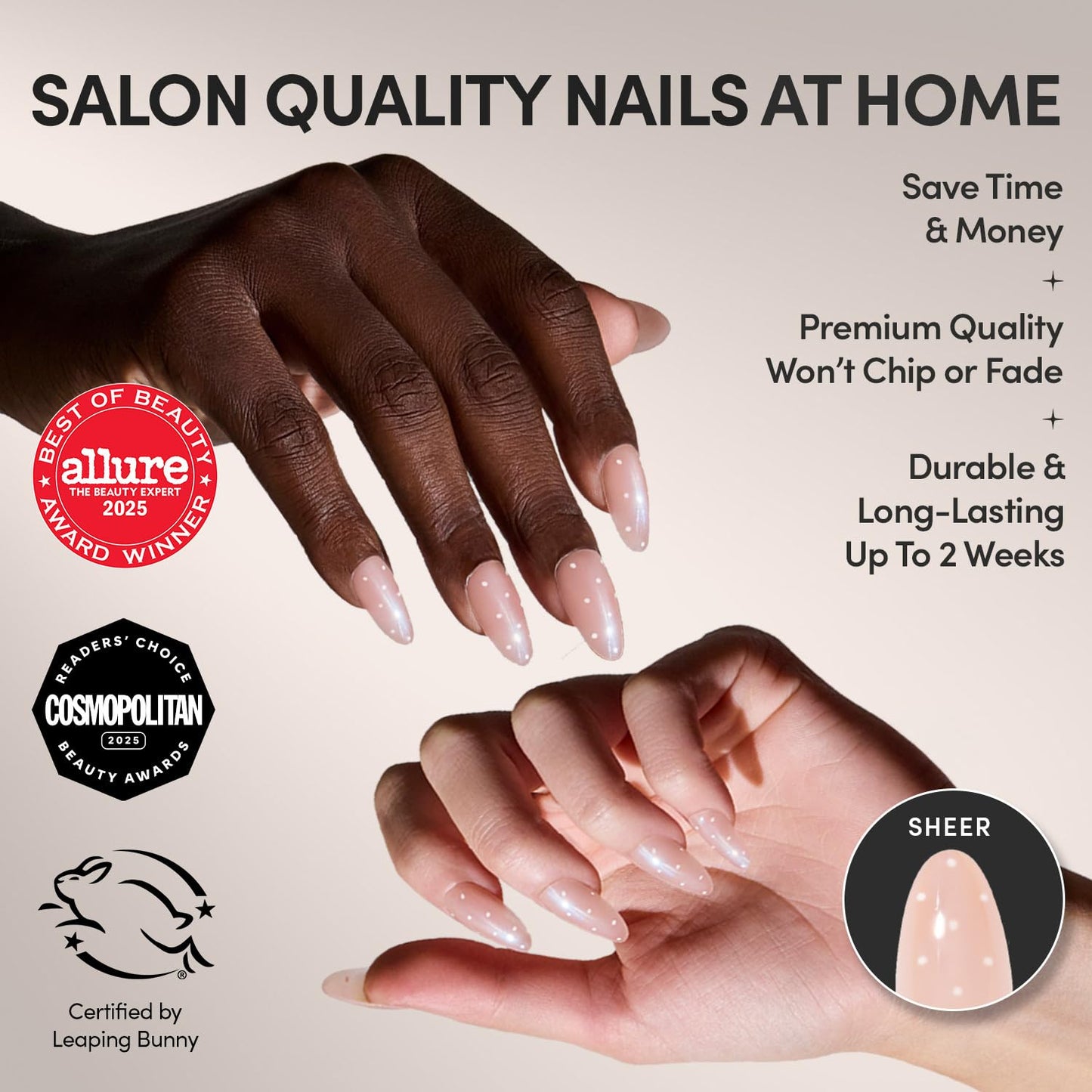 Glamnetic Press-On Nails Bundle - Sugar Glazed & Pinch Me | Medium Oval Fake Nails with Polka Dots & Glazed Finish | Durable Salon-Quality Kits