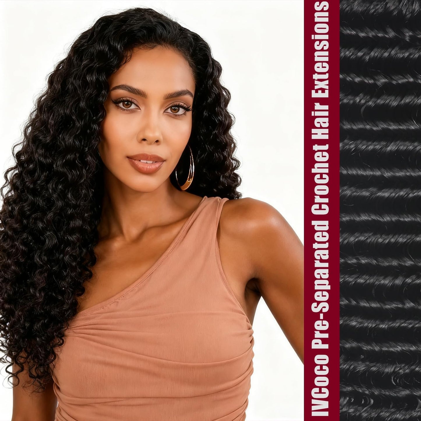 Deep wave Human Crochet Hair for Black Women 20 Inch Crochet Human Hair Bundles 50g Pre-Separated Feather Crochet Human Hair Deep Wavy Invisible Crochet Hair Extensions 40 Strands Honey Blonde