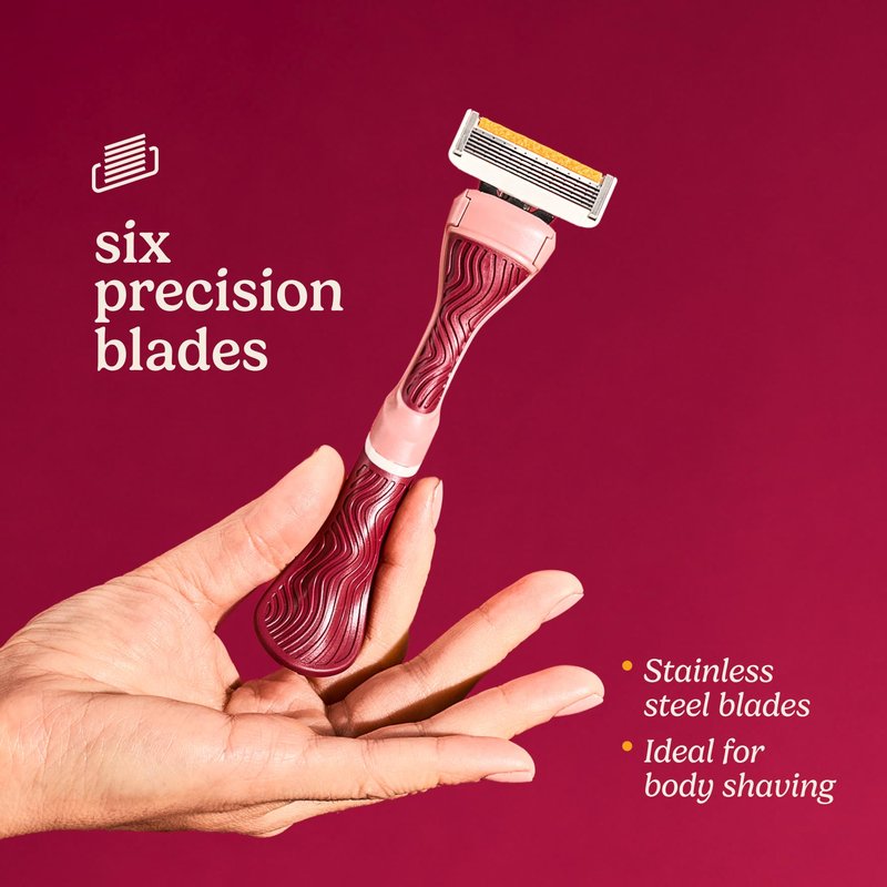 Dollar Shave Club For Women | 1 Maroon Handle, 4 Razor Refills, 1 Cashmere Santal Shave Butter, 1 Shower Hanger | Razors for Women, Womens Razors, Womens Shave Cream