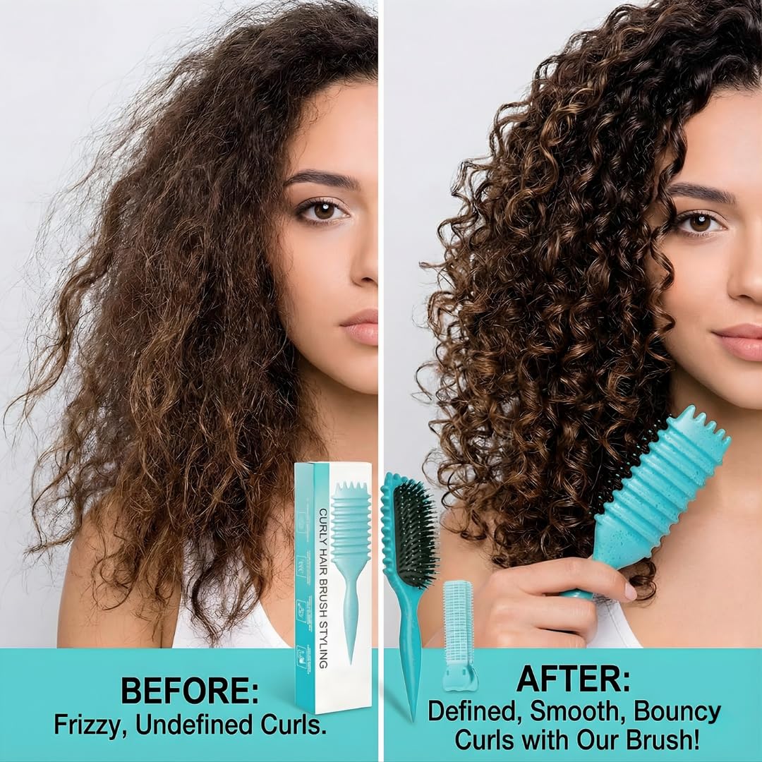 Curl Defining Brush for Wet Curly Hair - Vented Design, Green Color