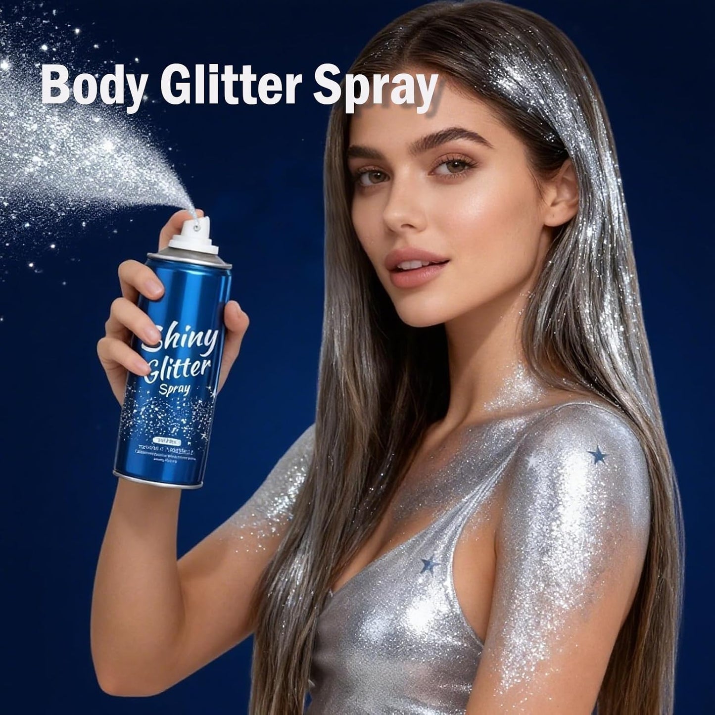 Holographic Silver Glitter Spray - Ultra-Fine Hair & Body Glitter for Festivals | Rave Accessories & 4th of July