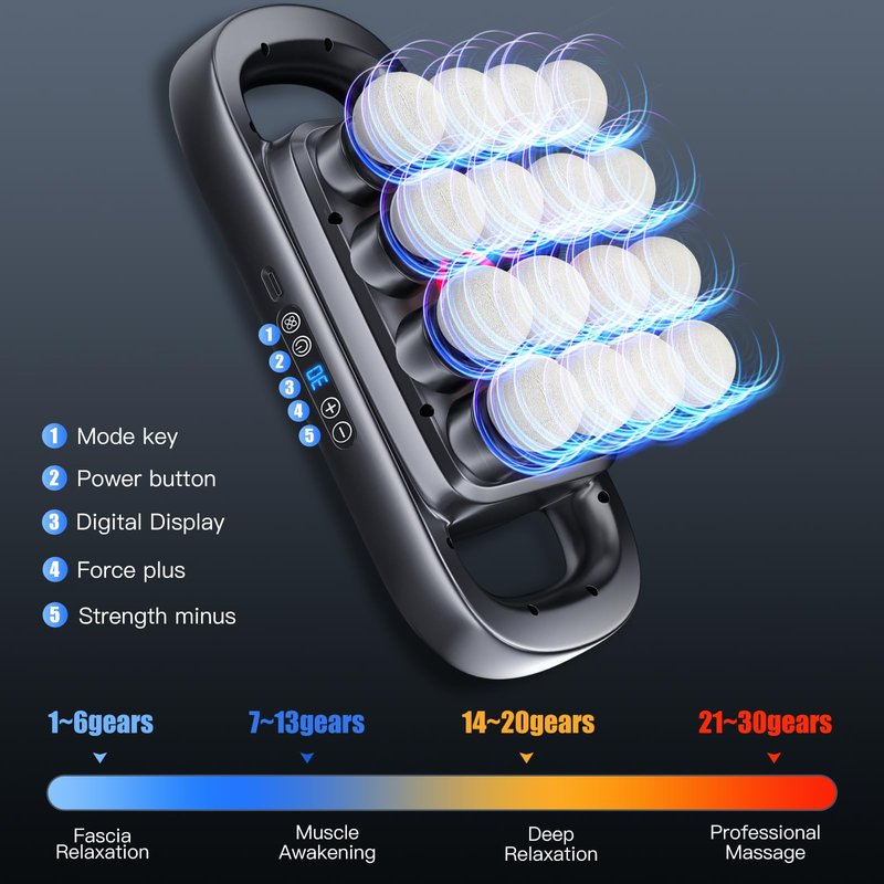 Stellamist 20 Heads Massage Gun Set, Deep Tissue Percussion Massager with 3 Modes&30 Intensities-Muscle Massage Gun for Back/Shoulder/Foot/Body/Hand Muscle Pain Relief,Birthday Gifts