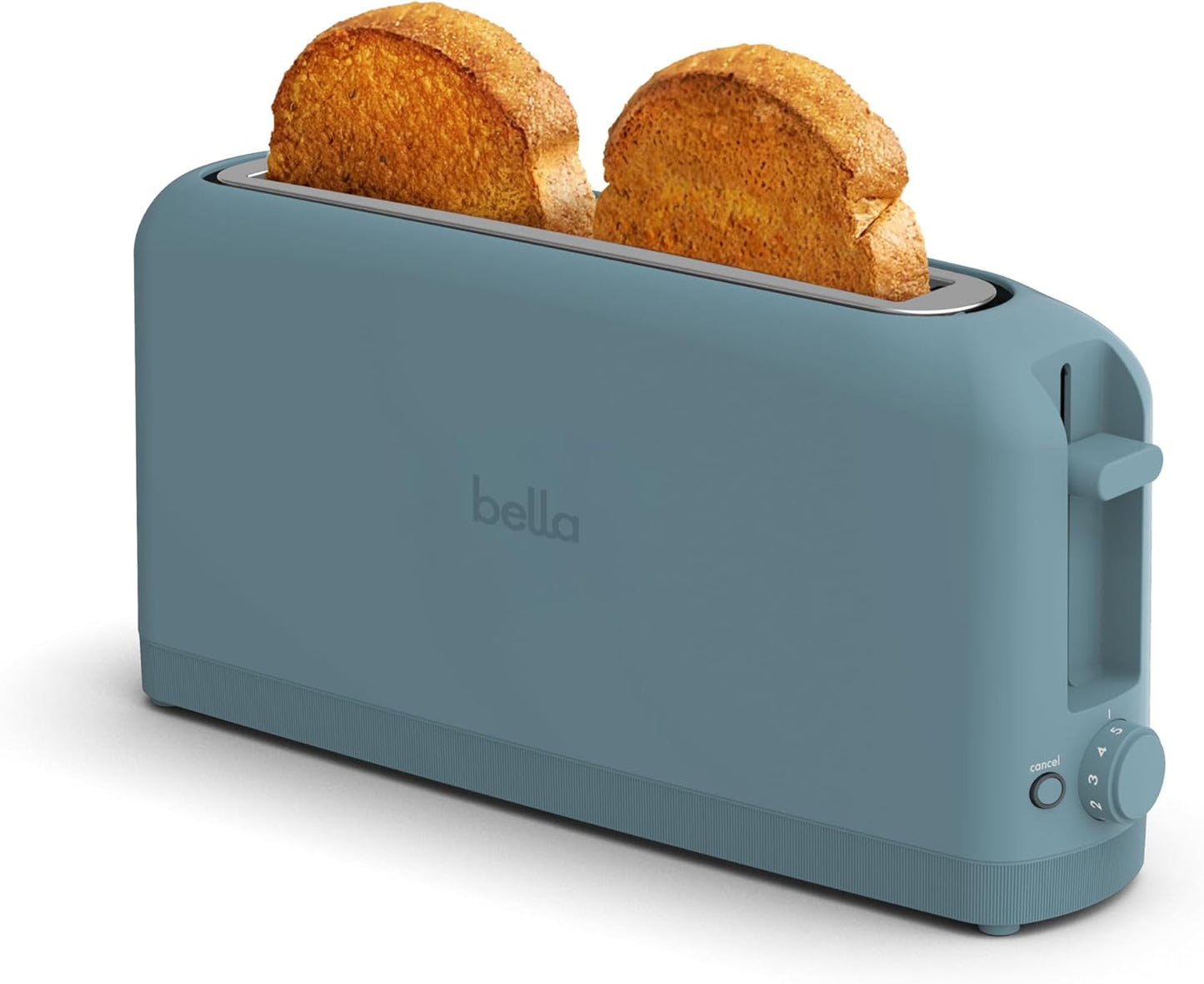 Bella 2 Slice Slim Toaster - 6 Setting Shade Control, 10” Long Slot, Anti-Jam & Auto Shutoff, Oatmilk Color