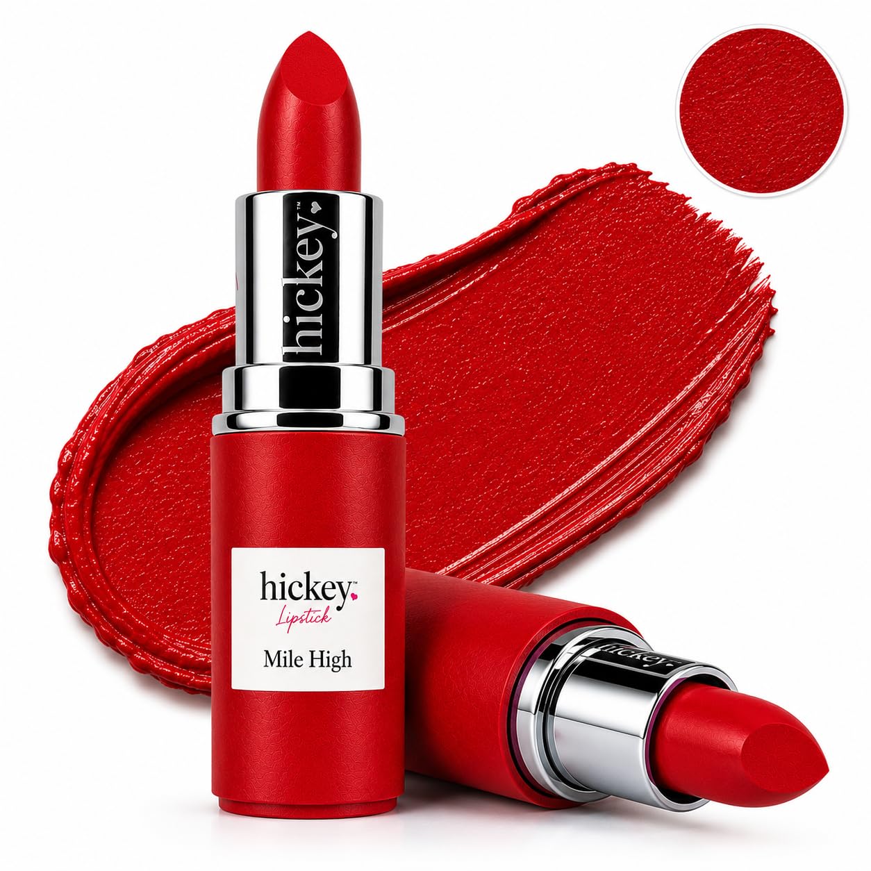 Hickey Lipstick Mile High Organic Perfect Red Lipstick Refill - Long Lasting Lipstick for Women - Hydrating & Moisturizing Shade, Best Lip Color for Women, Gluten-Free & Vegan with Highly Pigmented