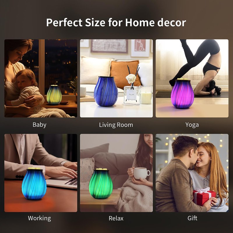 Electric Wax Melt Burner Art Glass Scented Candle Warmer with Timer and 7 led Color Changing Removable Silicone Dish for Wax Melts Fragrance Oil Night Light Candle Warmer for Home