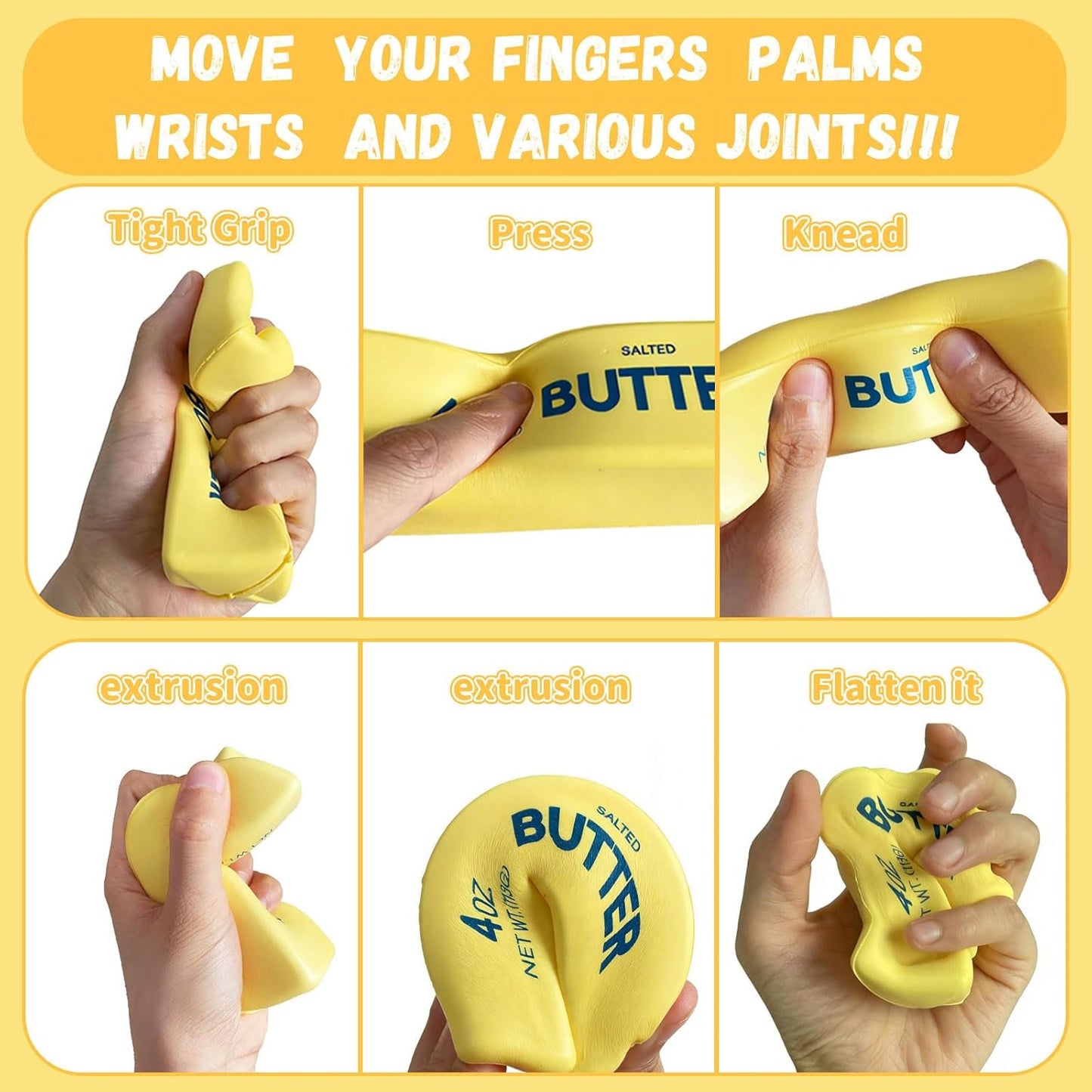 Butter Squeeze Toy - Slow Rising Soft Sensory Fidget Ball for Stress Relief | 3PCS Cute Realistic Butter Stick