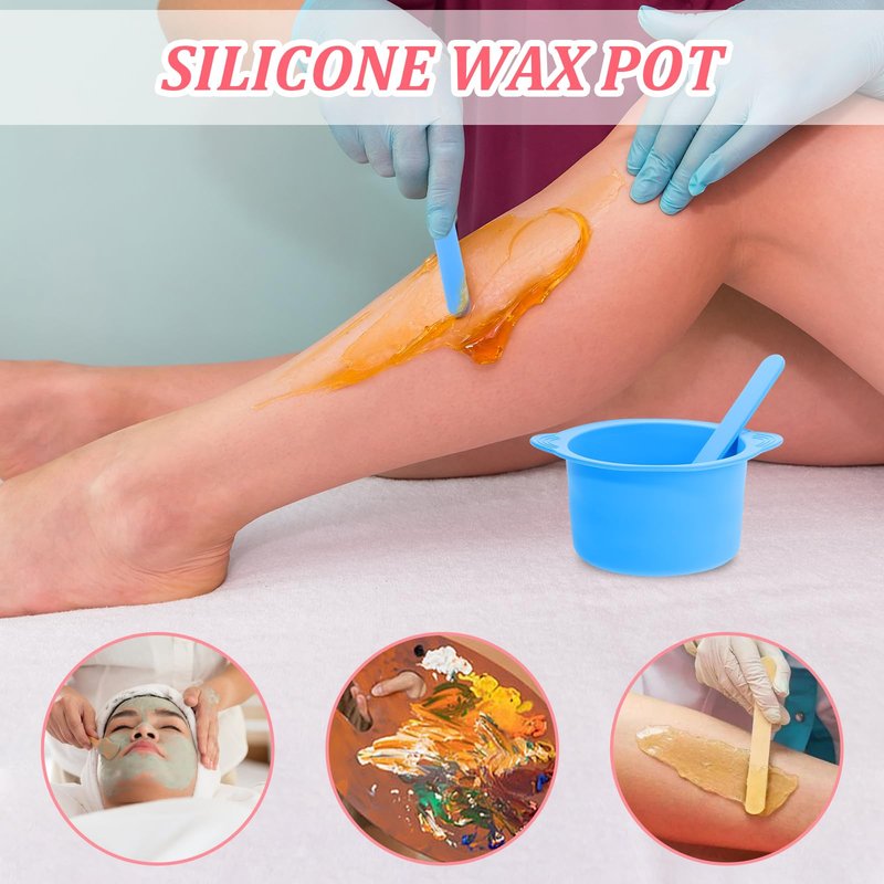 cobee 2 Pcs Silicone Wax Pot Liners, Silicone Wax Warmer Liner Non stick Wax Bowl for Wax Warmer Wax Melt Warmer with 2 Pcs Wax Spatula Sticks for Hair Removal Compatible with 16 oz Waxing Kit