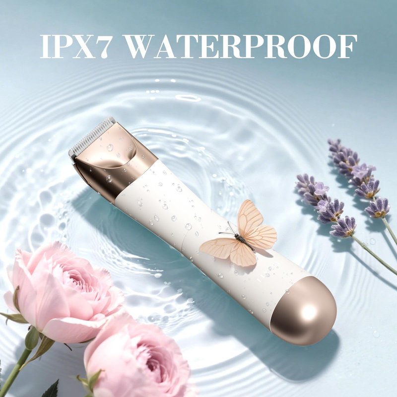 Bikini Trimmer for Women, 2 in 1 Electric Shaver for Women, Pubic Hair Trimmer Waterproof IPX7 with LED, Bikini Razor for Leg Arm Underarm Bikini Area, Gift for Family Friends - White