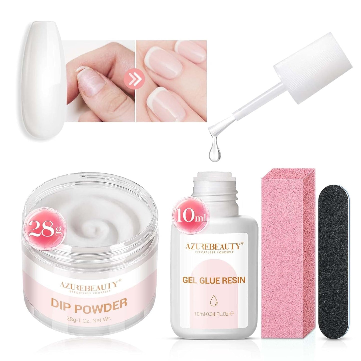 Nail Repair Kit - Transparent Crystal Solution for Broken, Cracked, and Weak Nails | Quick-Drying Glue, Nail File & Buffer - 28g/1oz, 10ml