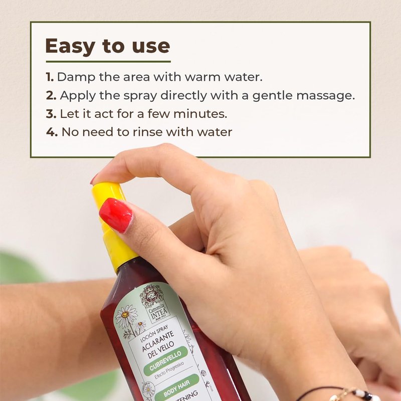 Intea Cubrevello Hair Lightener Lotion - Bottle Spray with Ecologic Natural Chamomile Extract - Paraben and Ammonia FREE - 3.4 oz