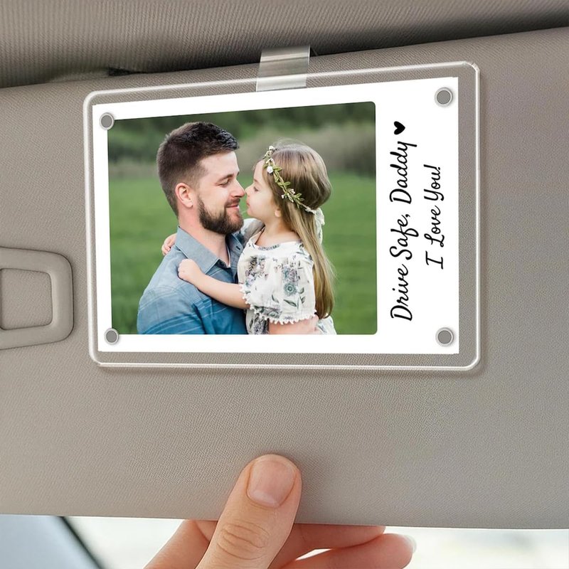 LullabyMall Personalized Photo Car Visor Clip for Dad, Drive Safe Car Accessory, Custom Photo Gift for Father, Personalized Drive Safe Gift for Fathers Day Birthday