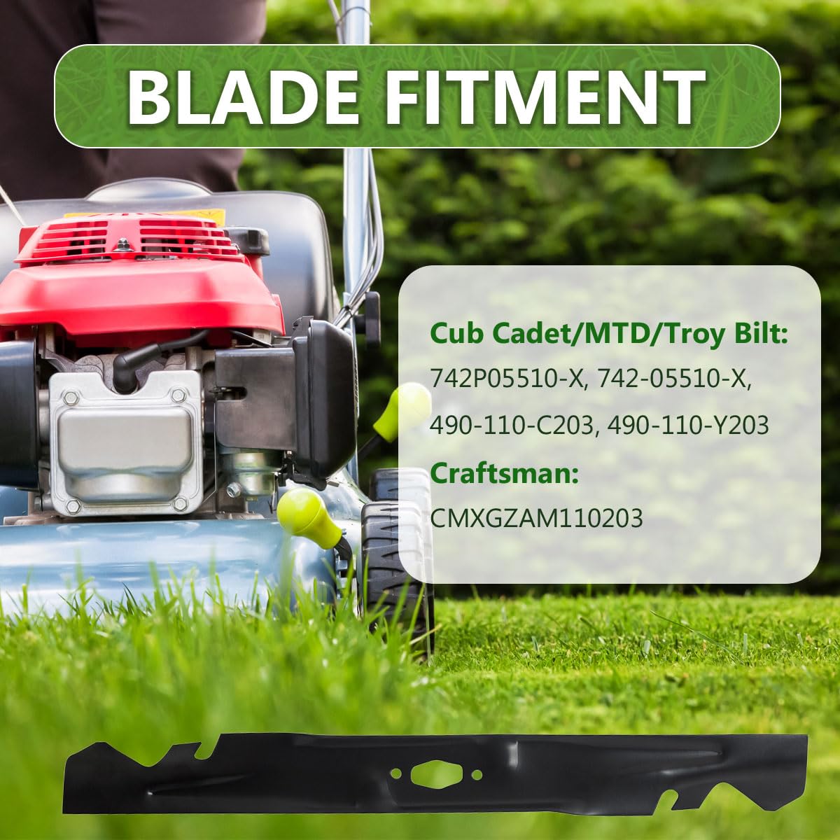 BCQNXX 742P05510-X Xtreme Mulching Mower Blade for Cub Cadet MTD Troy Bilt 46" Zero-Turn Mowers, Replaces 742-05510-X 490-110-C203 CMXGZAM110203, Compatible with Enduro XT1-LT46 XT2-LX46 (1PACK)