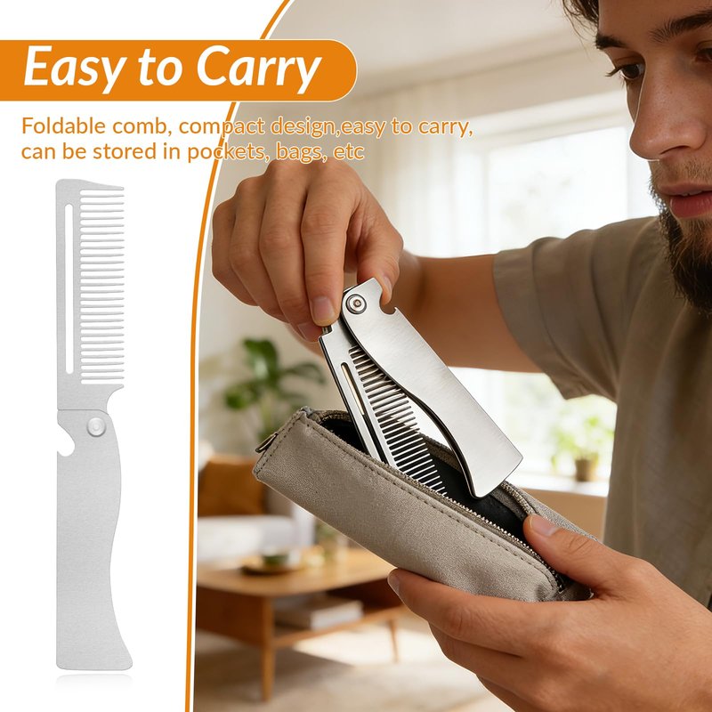 Hair Combs for Women and Men Folding Beard Comb Stainless Steel is Durable