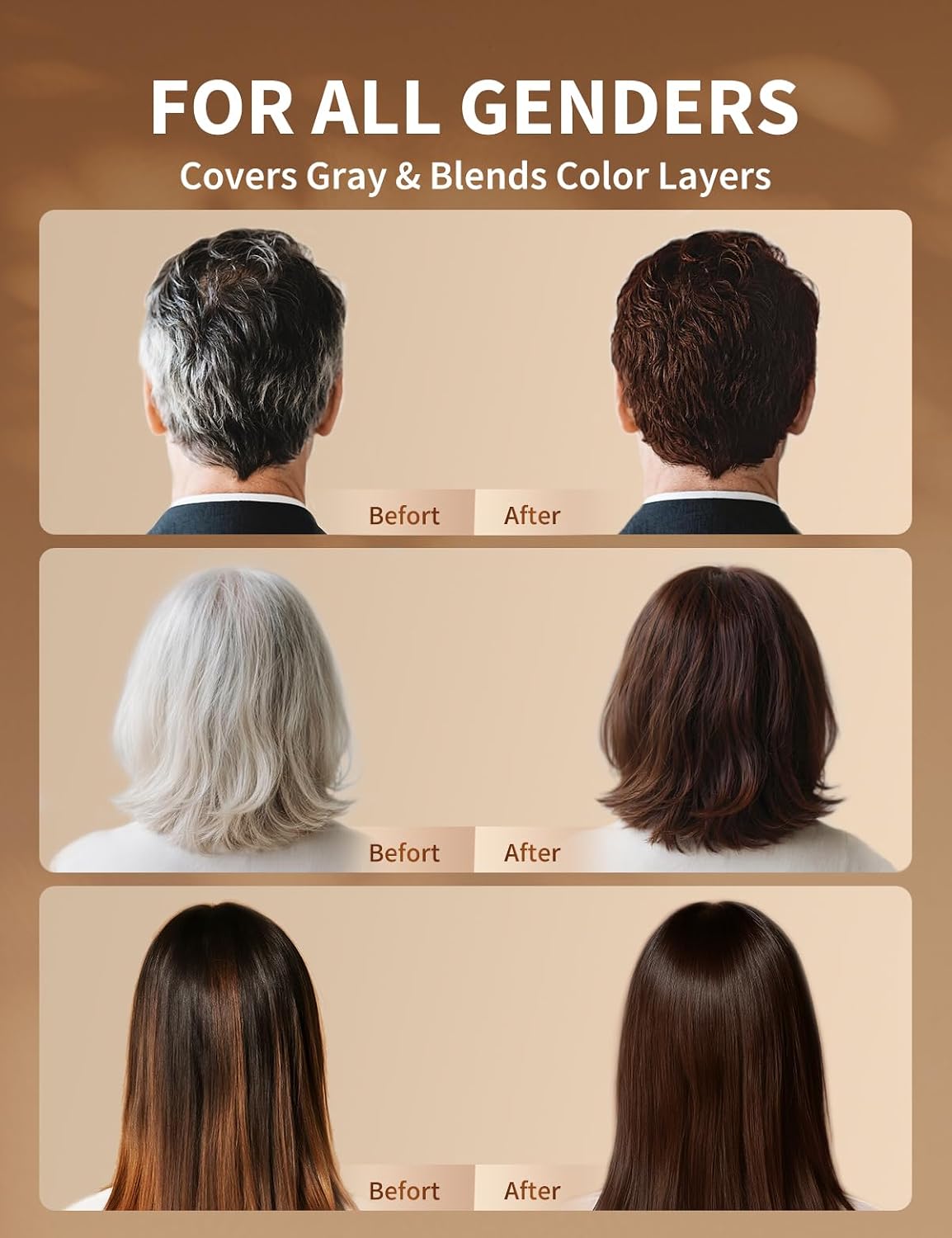 Hair Dye Shampoo for Gray Hair - 30-Minute Ammonia-Free Color for Men & Women | Dark Brown 500ml