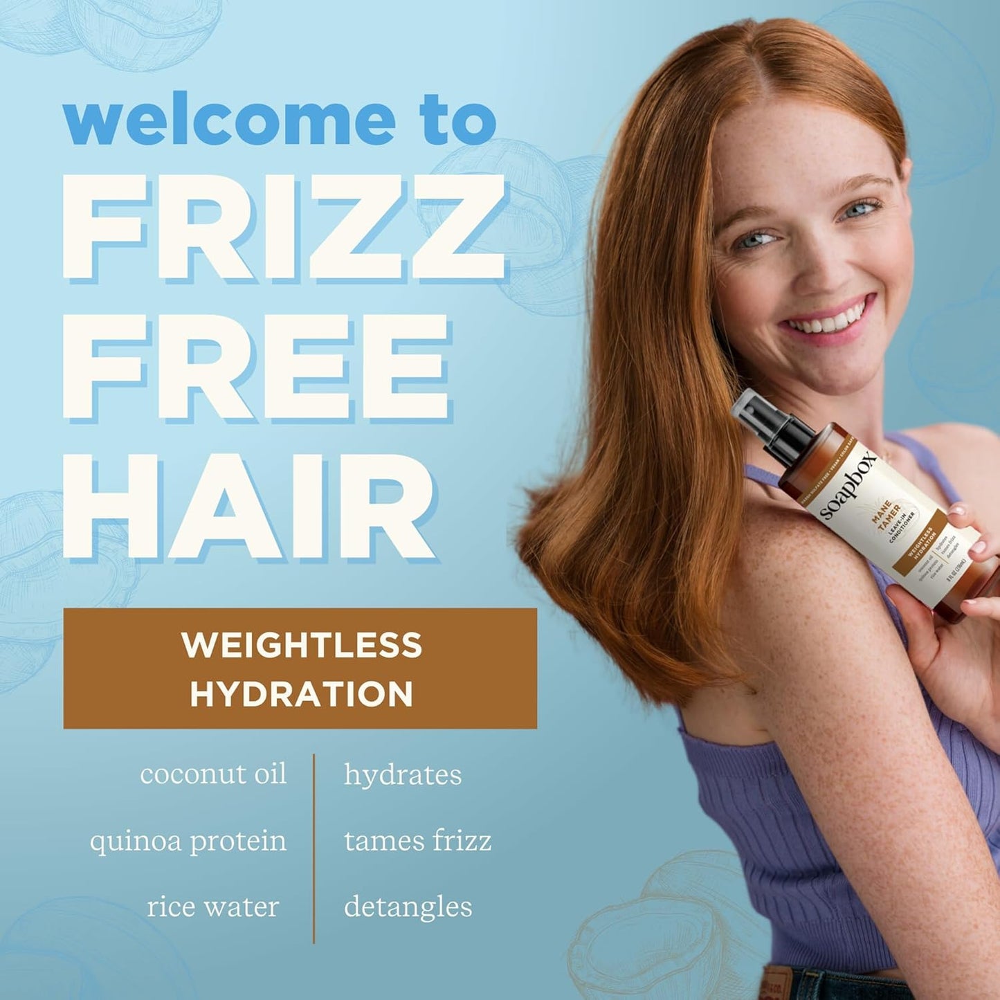 Mane Tamer Leave-In Conditioner Spray - Smooth Flyaways & Add Shine | Paraben-Free, Vegan - 8 oz