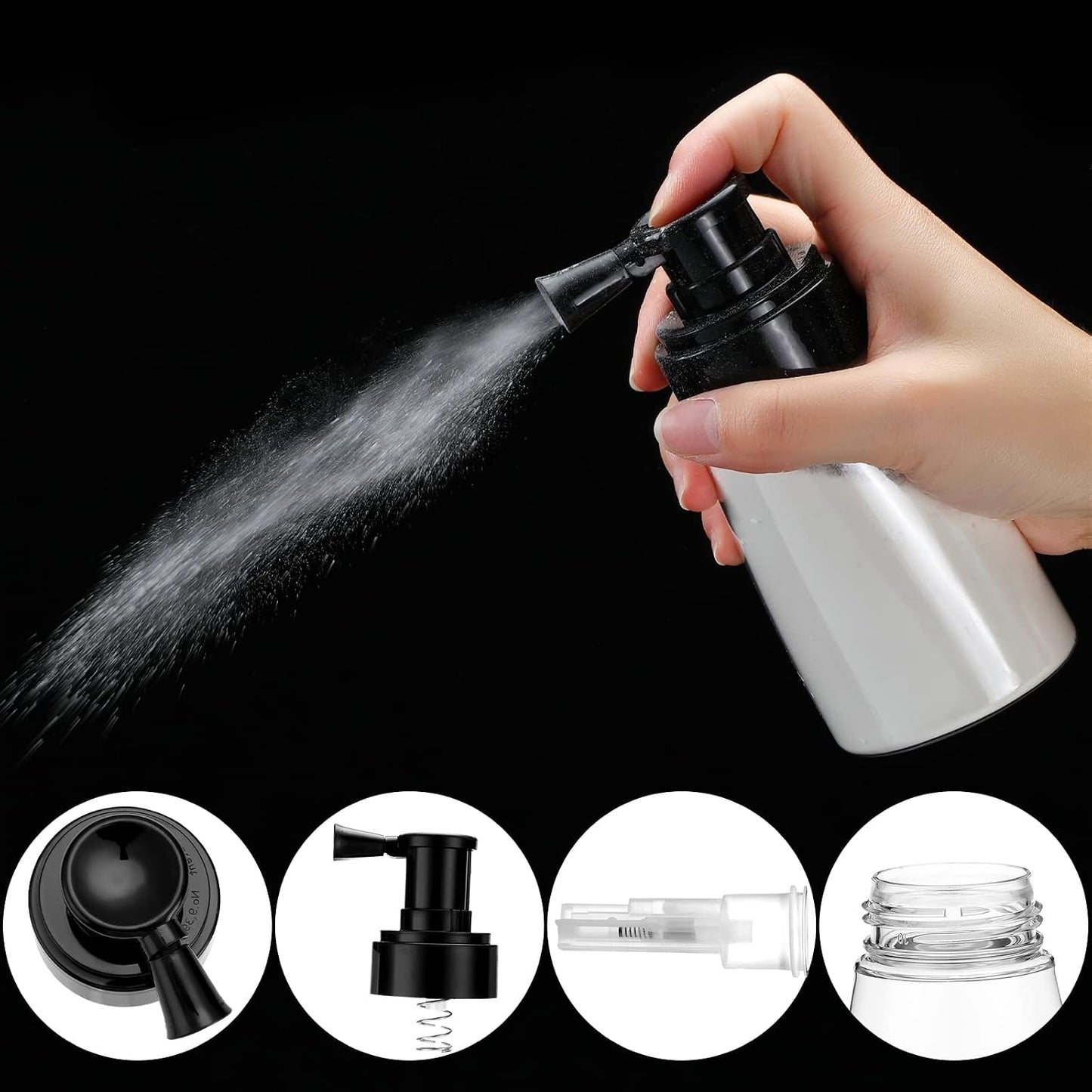 6 Pcs Powder Spray Bottle Set - Refillable Hair Fiber Applicator Dispenser | 140 ml Travel Size
