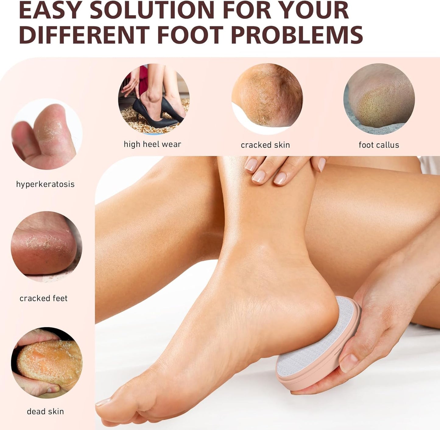 Glass Foot File Callus Remover - Nano Glass Scraper for Dead Skin, Professional Pedicure Tool | Apricot Color