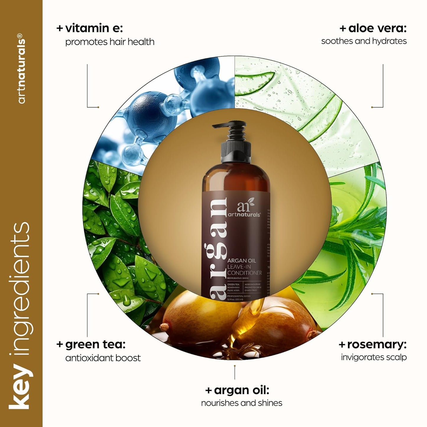 Argan Oil Leave-In Conditioner - Organic Treatment for All Hair Types | 12 Fl Oz (355ml) - Nourishes & Repairs Damaged Hair