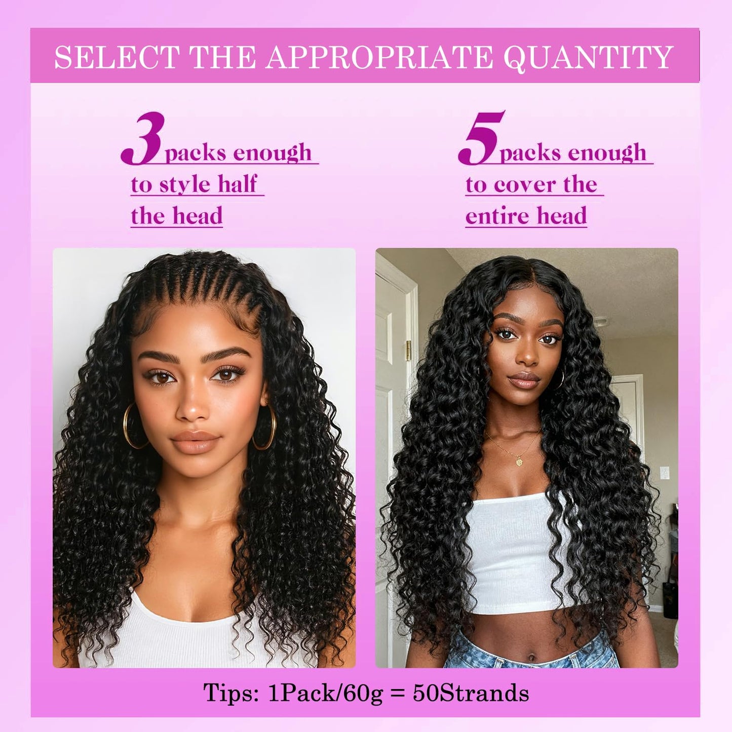 Human Crochet Hair for Black Women - 20 Inch Deep Wave Extensions | Soft & Lightweight Natural Black, 50 Strands