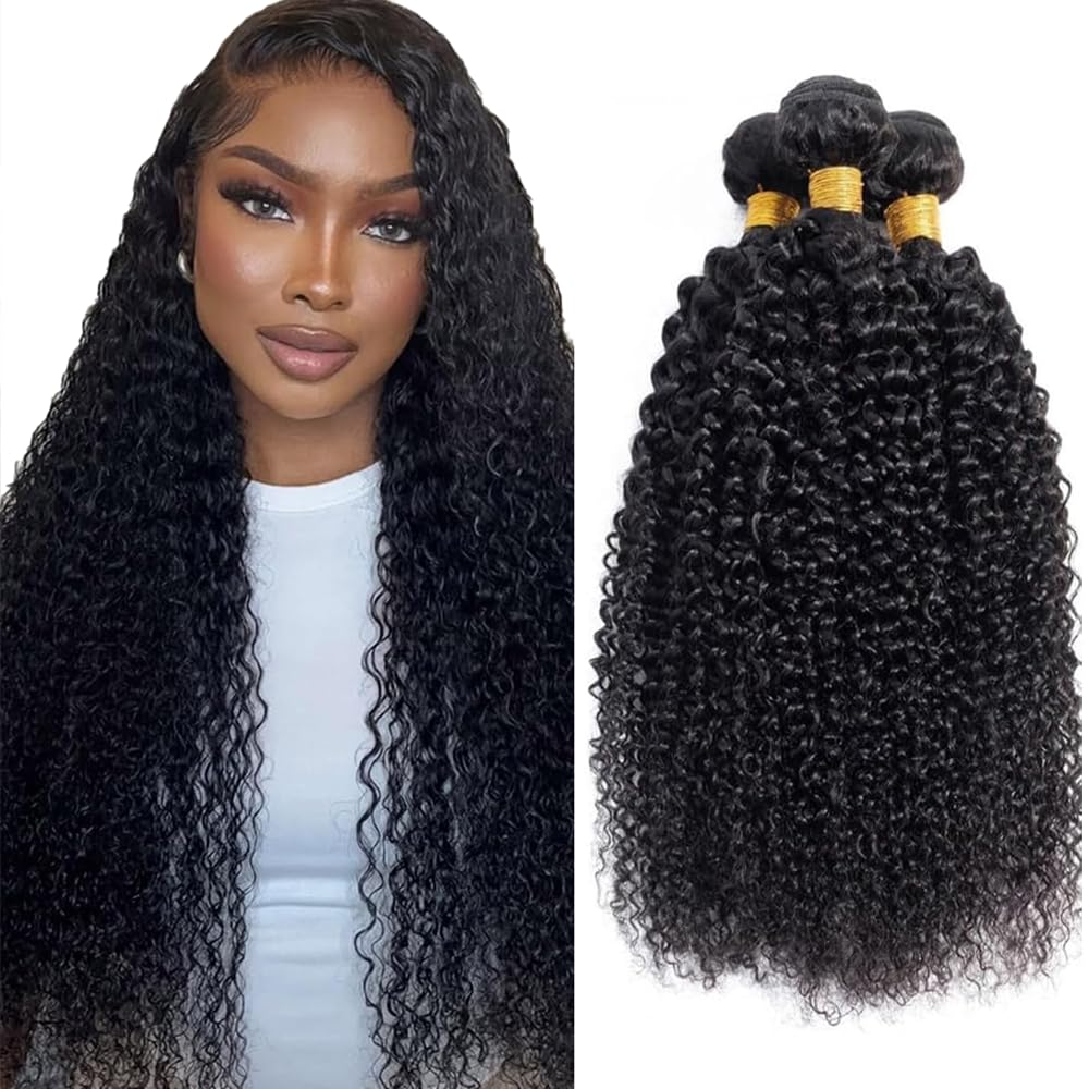 28 30 32 Inch Curly Human Hair Bundles Kinky Curly Bundles Human Hair Mixed Length 3 Bundles Unprocessed Brazilian Virgin Hair Extensions