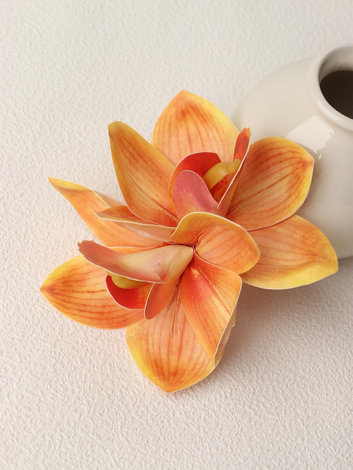 Hawaiian Flower Hair Clips - Orange Orchid Floral Hair Pins for Women | Bridal & Beach Party Decor
