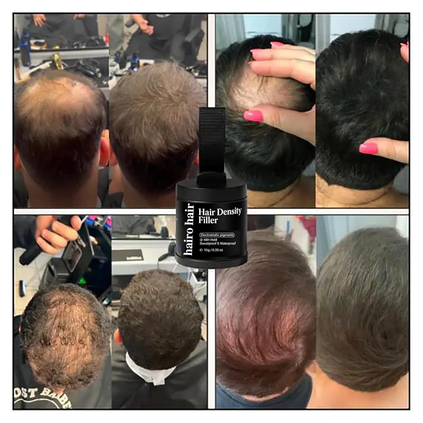 Hair Density Filler - Waterproof Hairline Powder for Bald Spot Concealing | Instant Gray Root Touch Up (Black)