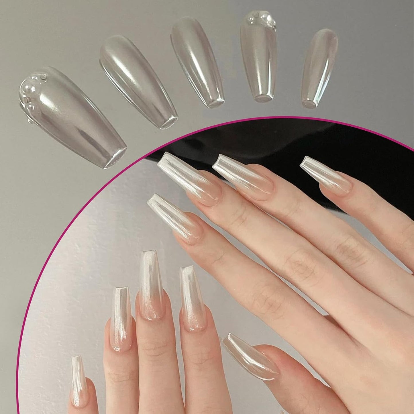 Chrome Nail Powder Kit - 24 Jars Magic White Pearl & Metallic Colors for Stunning Nail Art | Holographic Pigment for Resin Crafts