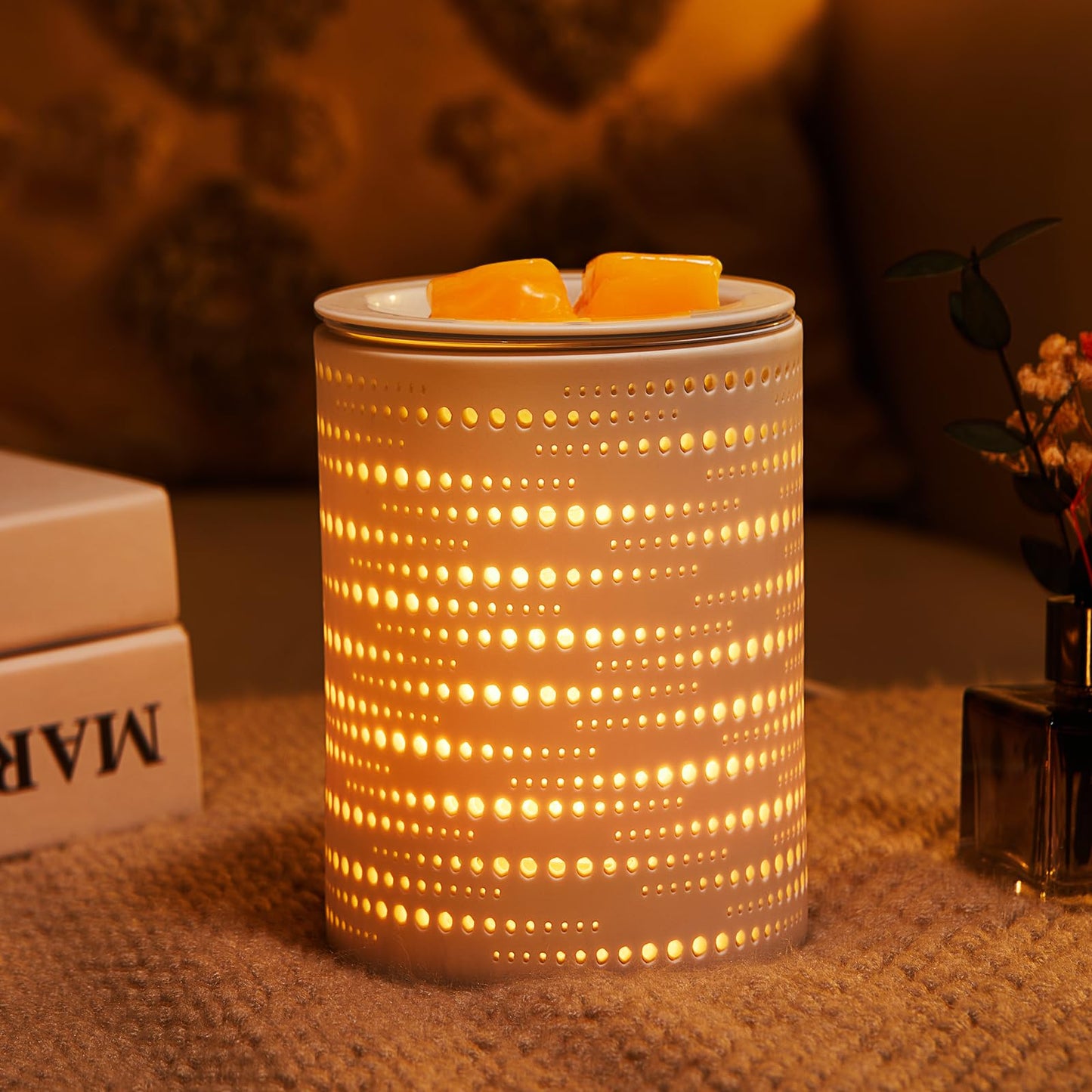 inrorans Wax Melt Warmer Ceramic Oil Burner with Timer Electric Candle Wax Melter with Led Coloful Changing Silicone Removeable Tray for Home Gifts-Sun Moon Galaxy
